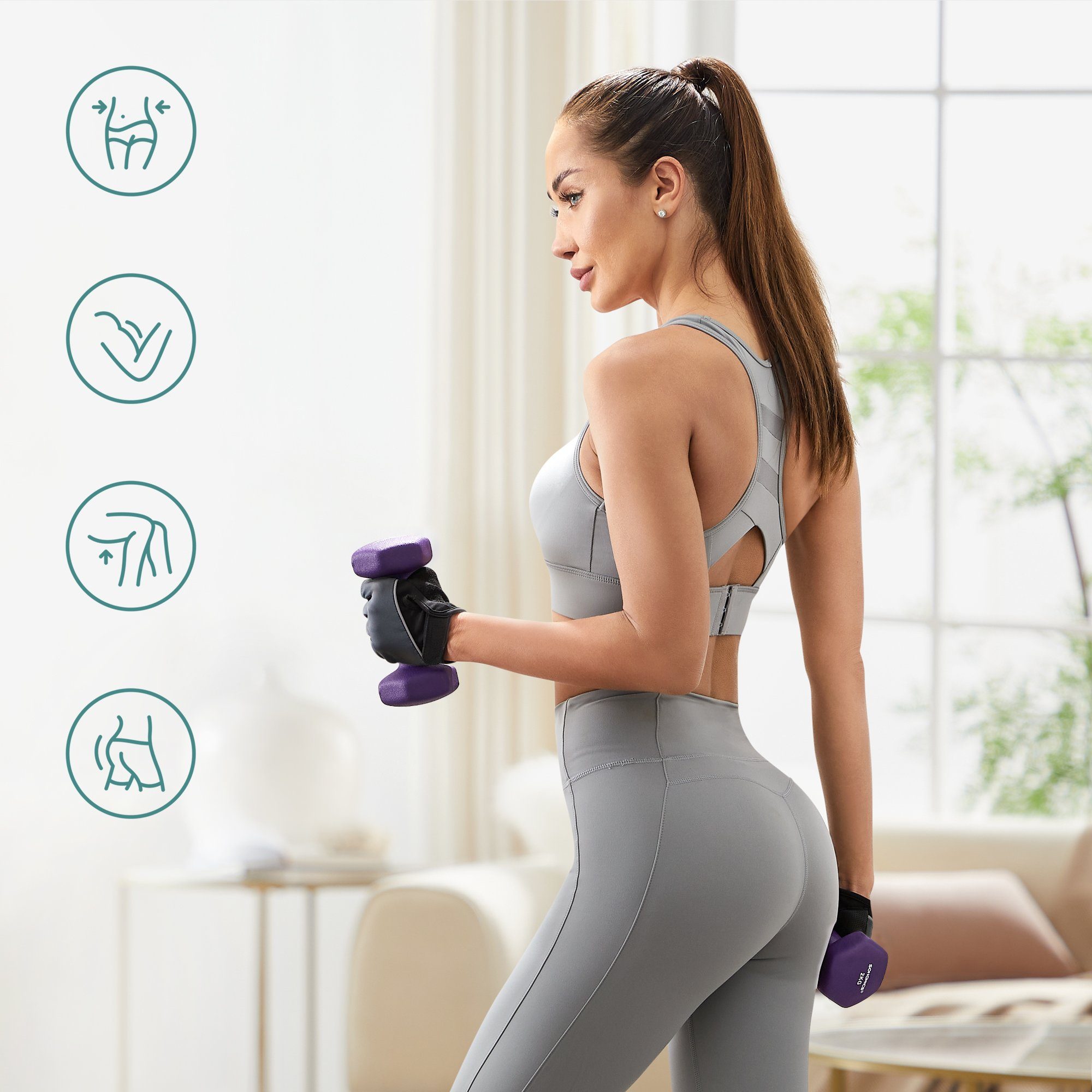 SONGMICS Hantel-Set 3 Paar, Aufbewahrung, Fitnessstudio, Krafttraining, rutschfeste Neopren-Beschichtung