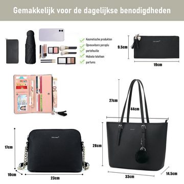 TAN.TOMI Shopper Handtasche Damen Schultertasche Handtaschen Tragetasche Set 3-Tlg, Groß Damen Handtasche, ​Geschenke für Frauen in schlichter Optik