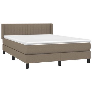 vidaXL Bettgestell Boxspringbett mit Matratze Taupe 140x200 cm Stoff Bett Bettgestell