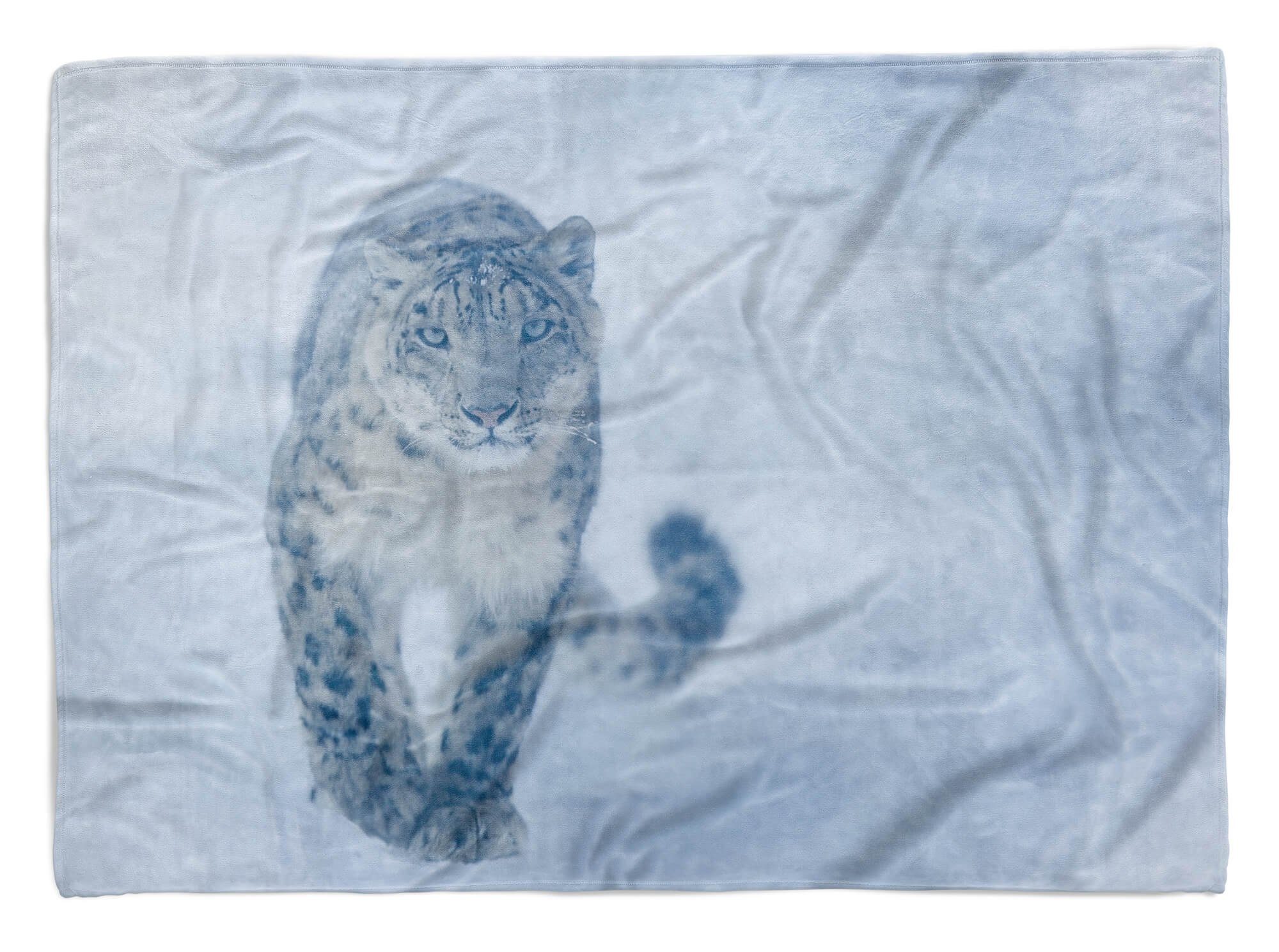 Schneeleopard Baumwolle-Polyester-Mix (1-St), Handtuch S, im Art mit Kuscheldecke Tiermotiv Saunatuch Handtuch Sinus Strandhandtuch Handtücher