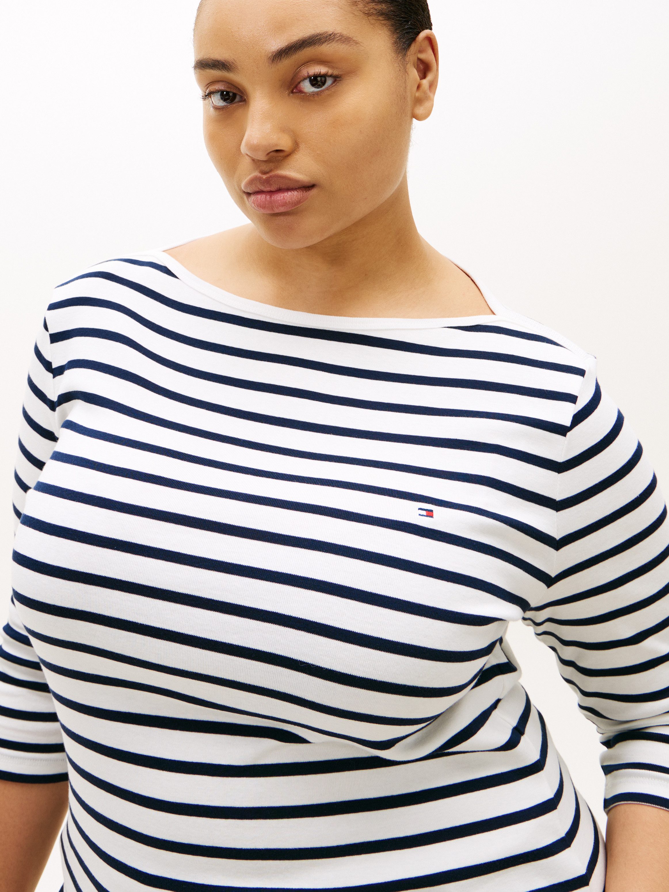 Tommy Hilfiger Curve T-Shirt CRV SLIM CODY BOAT-NK 3/4SLV in Großen Größen, günstig online kaufen