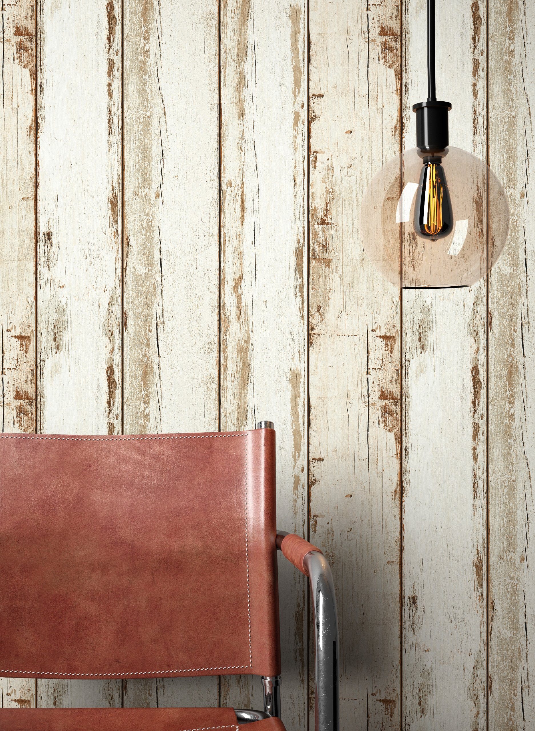 Newroom Vliestapete, Beige Tapete Vintage Holz - Holztapete Holzwand Braun Creme Rustikal Modern Brett Balken für Wohnzimmer Schlafzimmer Flur