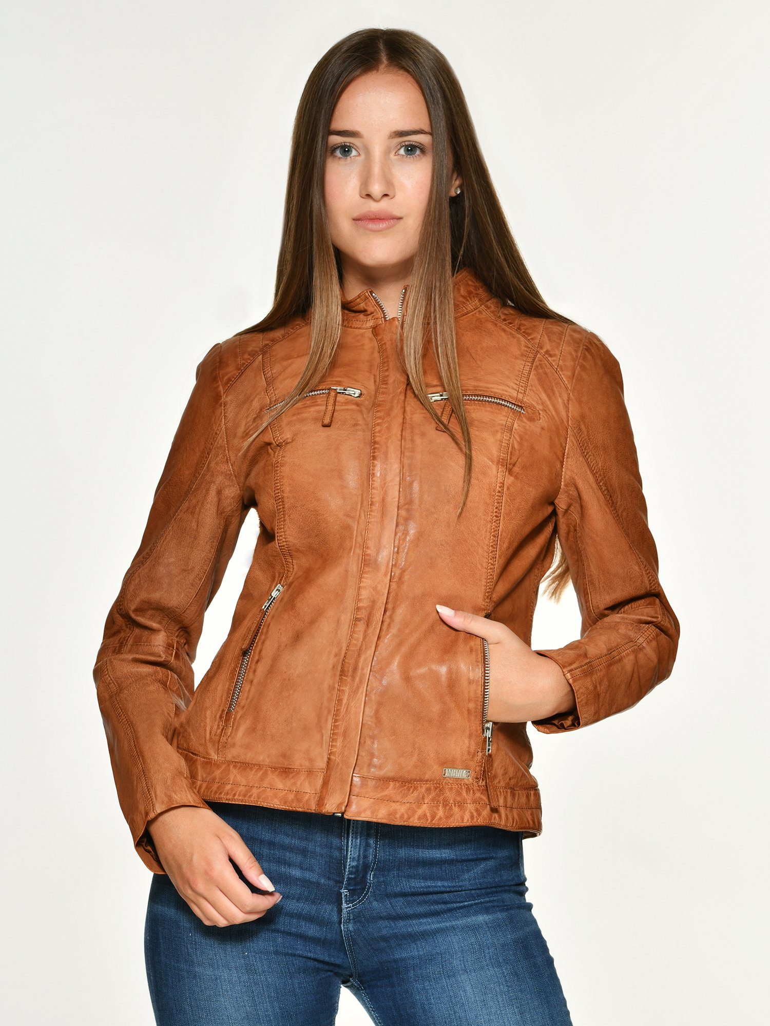 cognac Lederjacke MUSTANG Amilia