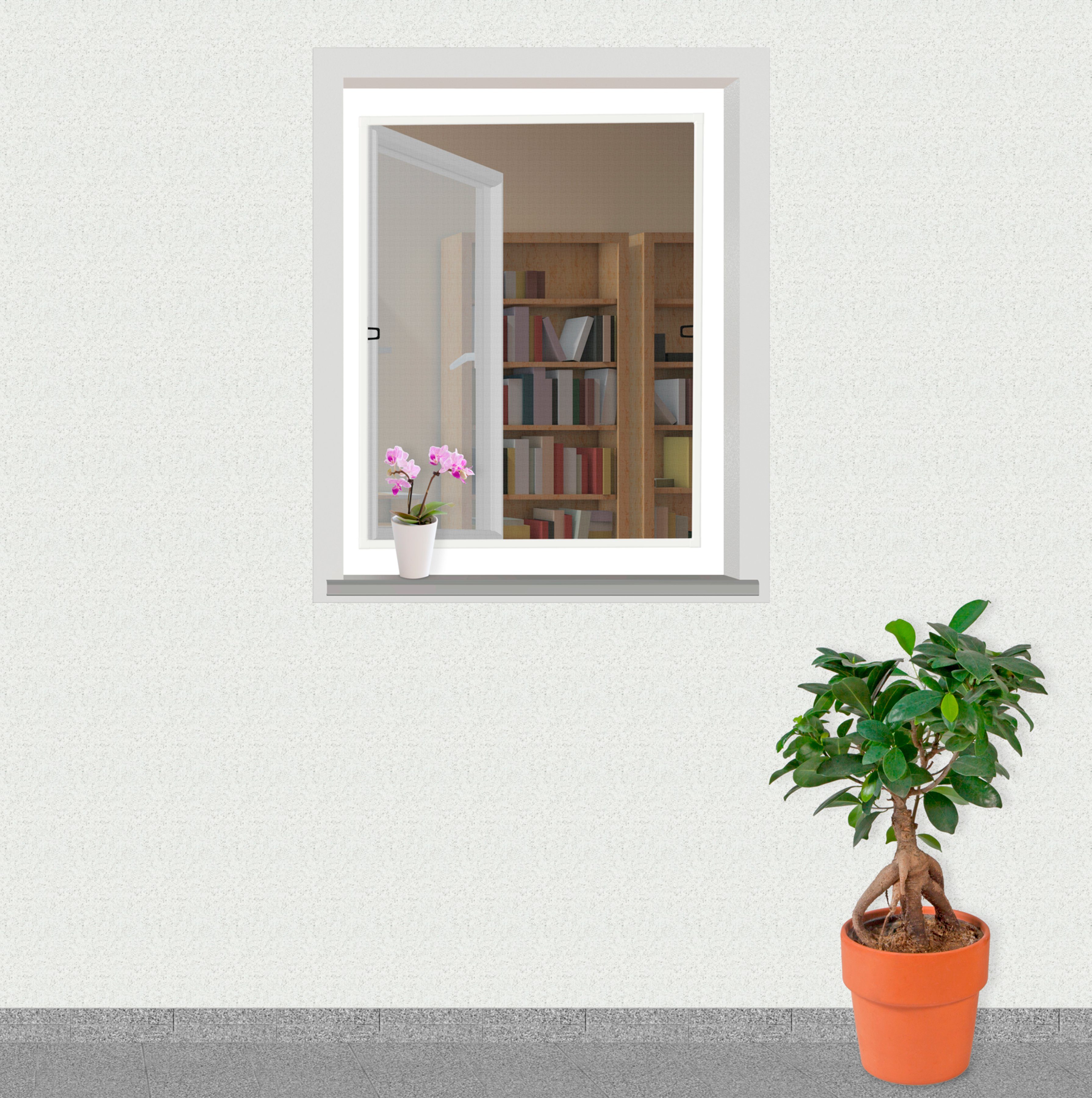 Windhager Insektenschutz-Fensterrahmen Basic mit Aluminium Rahmen, Fliegengitter individuell kürzbar, (Packung, 1-St), einfache Montage, erhältlich in 100 x 120 cm oder 120 x 140 cm