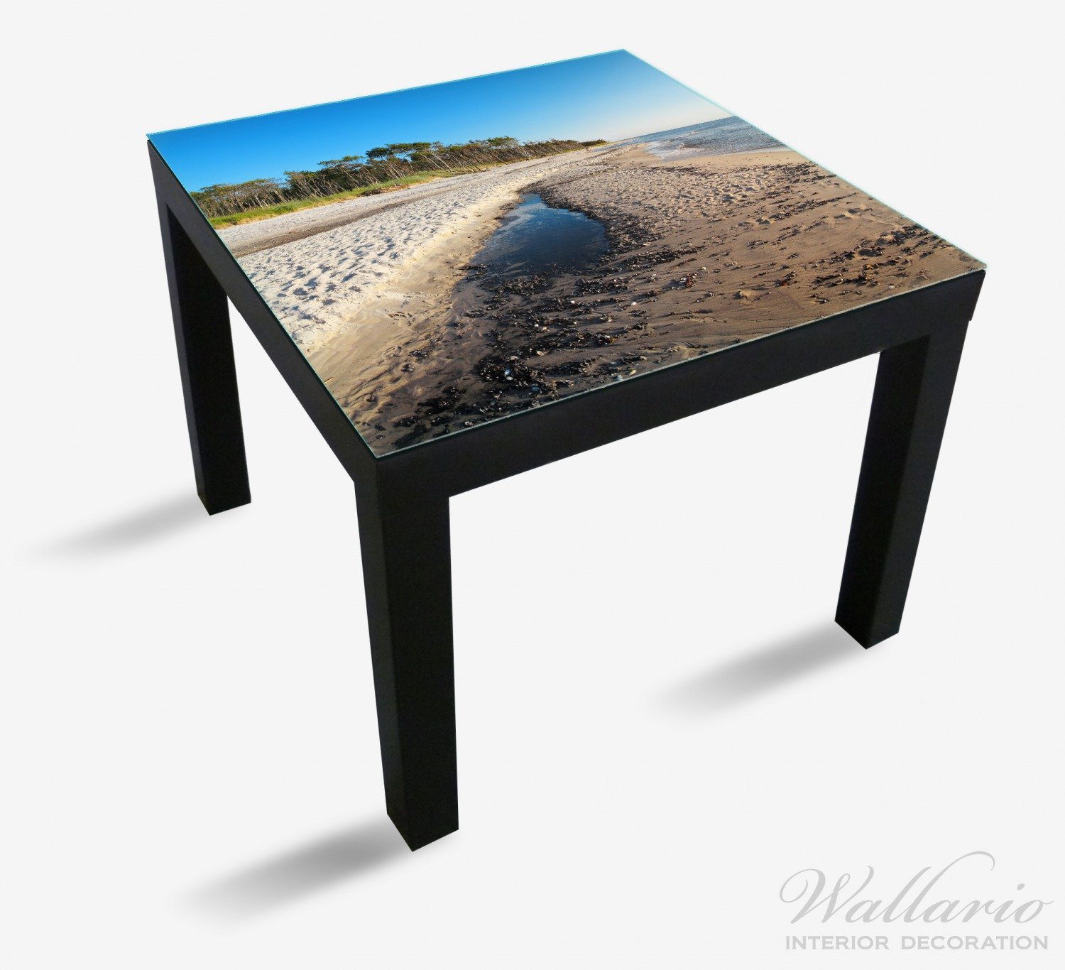 - am Meer (1 Blauer Ikea Himmel Tischplatte Lack geeignet Wallario Tisch Einsamer für St), Strand