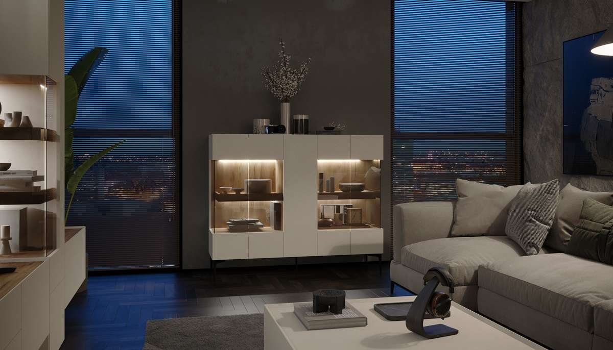 Places of Style Highboard "Sky45 Kommode mit Glastüren, Höhe 142 cm", Vitri günstig online kaufen