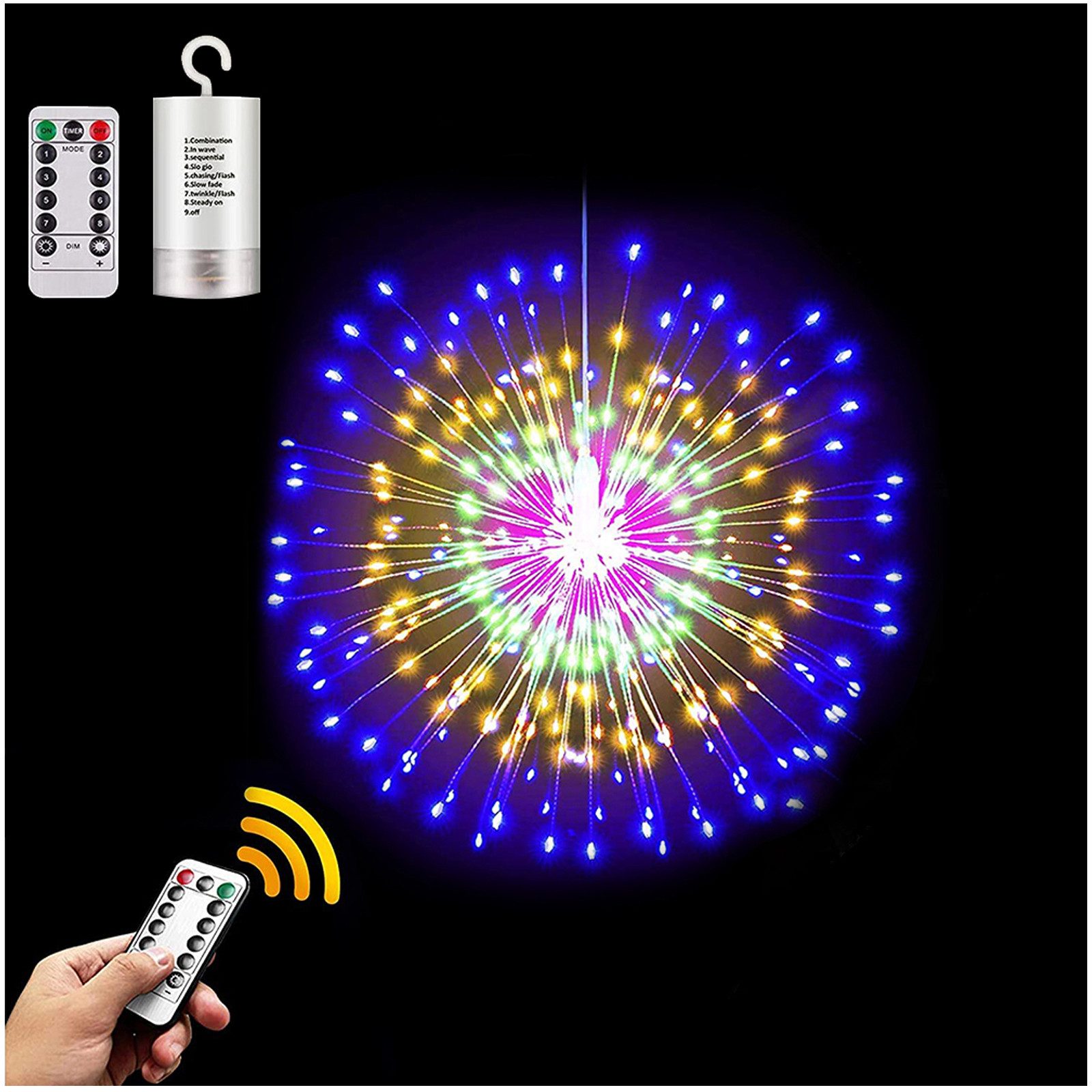 Qualra LED-Lichterkette 200LEDs Feuerwerk Lichterkette Batterie 8 Modi Häng günstig online kaufen