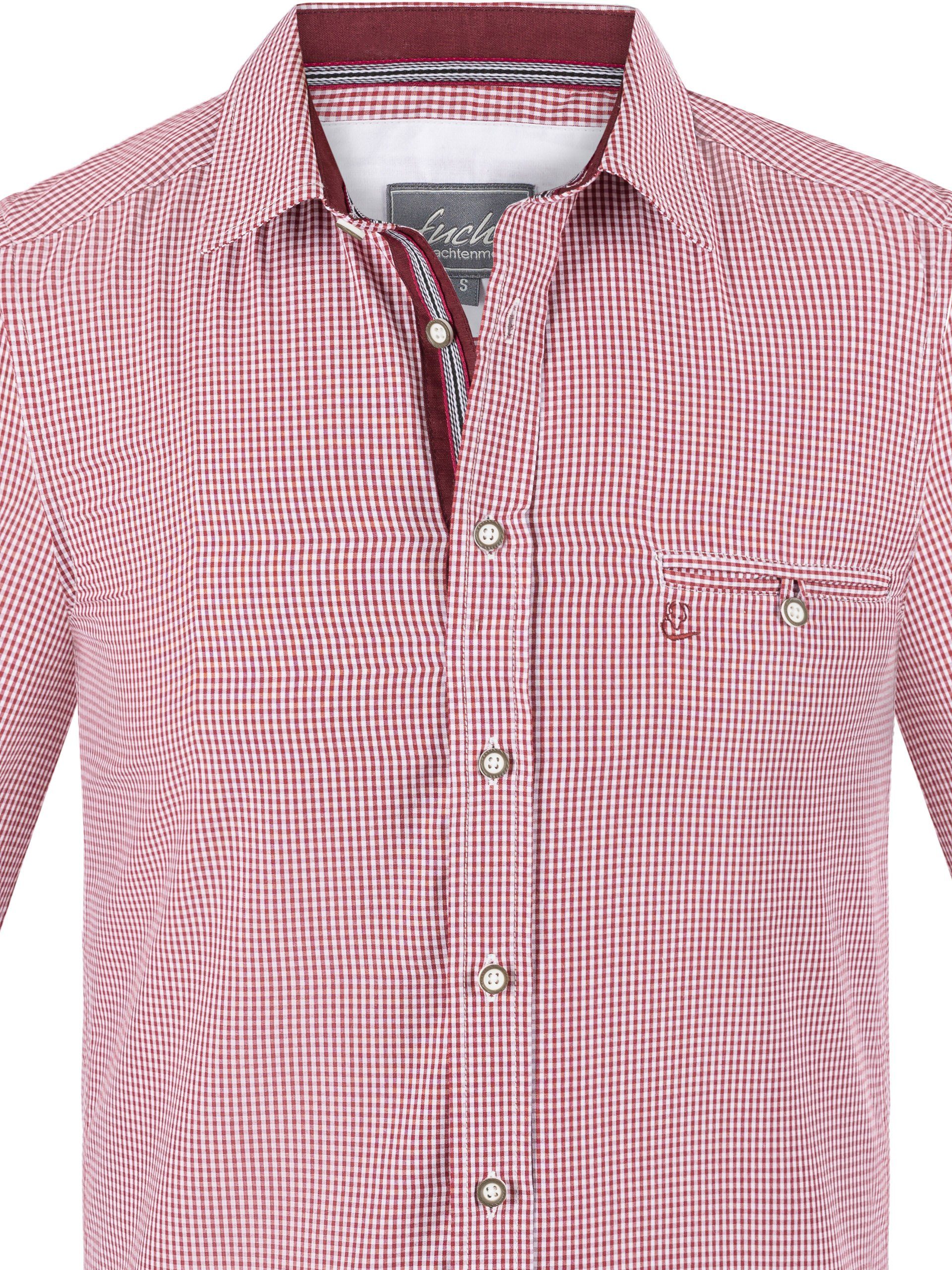 FUCHS Trachtenhemd Hemd Lukas weinrot kariert
