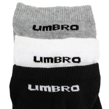 United Labels® Socken Umbro Socken - Sportsocken Sneaker Herren Männer Grau/Weiß/Schwarz (3er Pack)