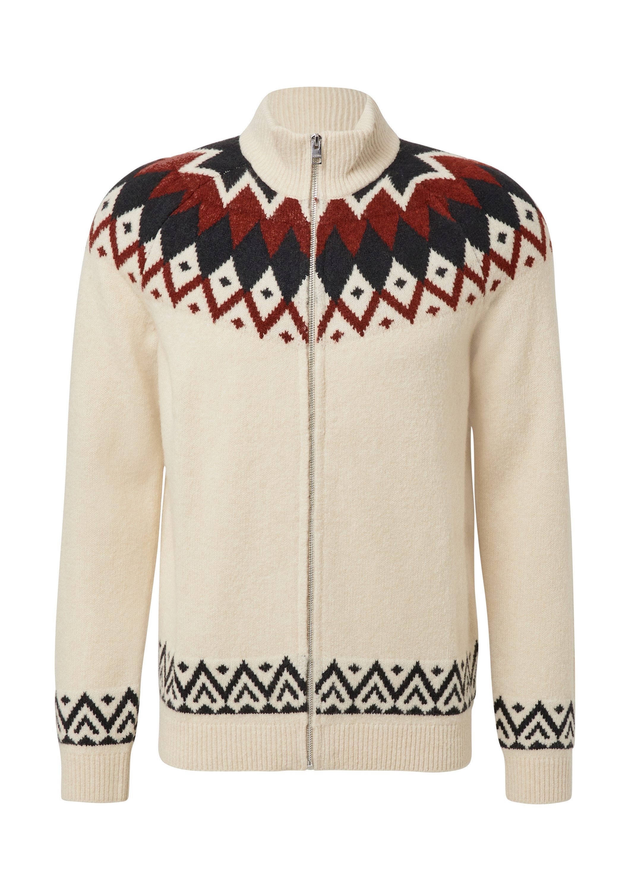 s.Oliver Cardigan Strickjacke Strickjacke aus Wollmix im Norweger-Stil