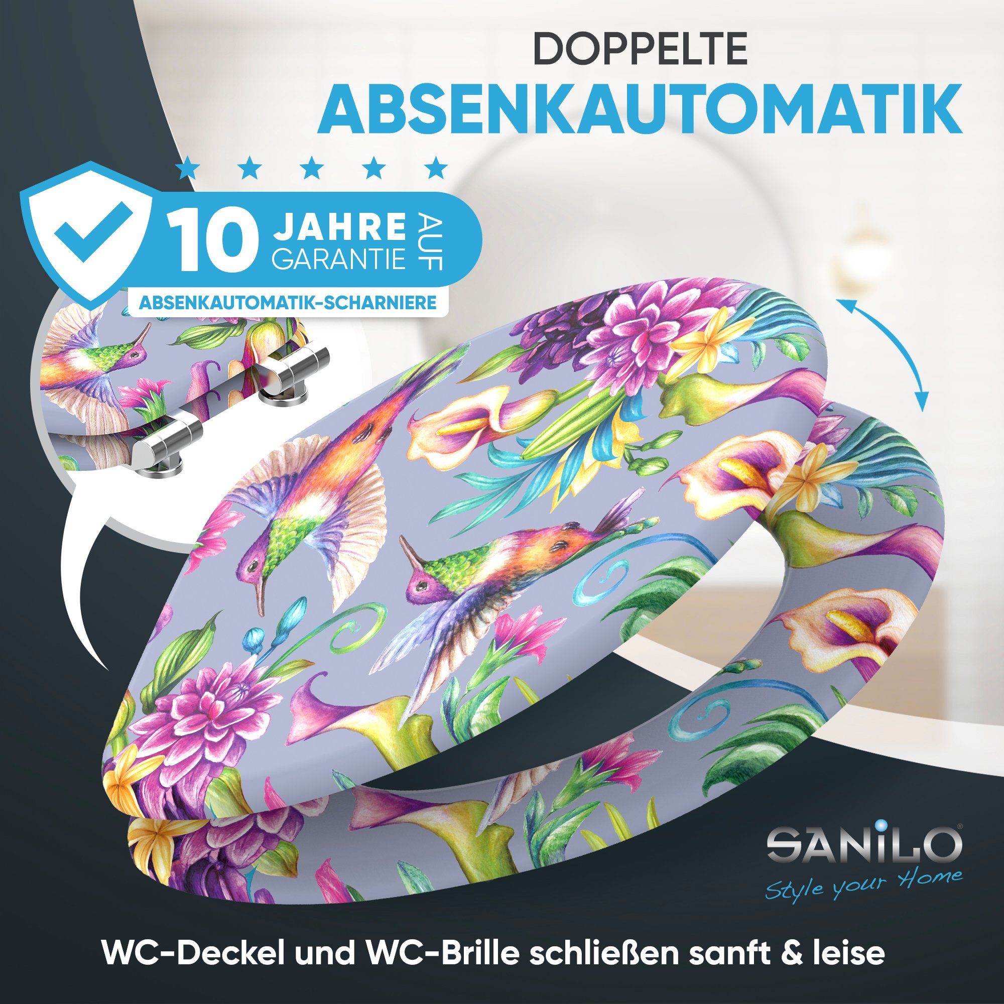 Sanilo WC-Sitz mit Absenkautomatik, viele Toilettendeckel direkt vom Hersteller, hochwertig & modern, universell, leichte Montage