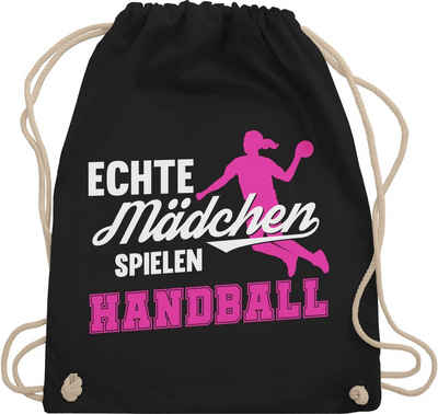 Shirtracer Turnbeutel Echte Mädchen spielen Handball weiß / fuchsia, Kinder Sport Kleidung