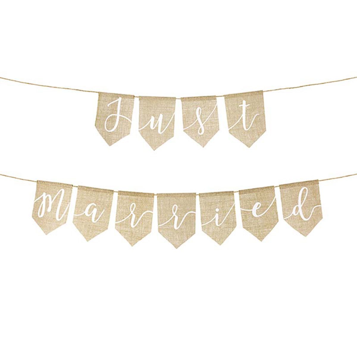 partydeco Hängedekoration Buchstabengirlande Just Married, Jute, 23x185cm