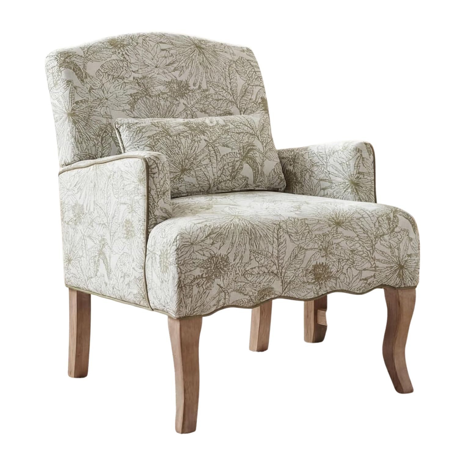 WAHSON OFFICE CHAIRS Sessel aus Leinen/Chenille Retro Polstersessel mit Massivholzbeinen