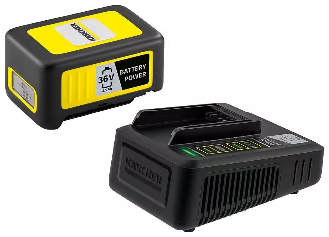 KÄRCHER Starter Kit Battery Power 36/25 2,5 Ah Akku Schnelllade-Gerät (Starter-Set, 1x Akku + 1x Schnellladegerät (Starter-Kit), 48 min bis 80 % geladen / 78 min bis 100)