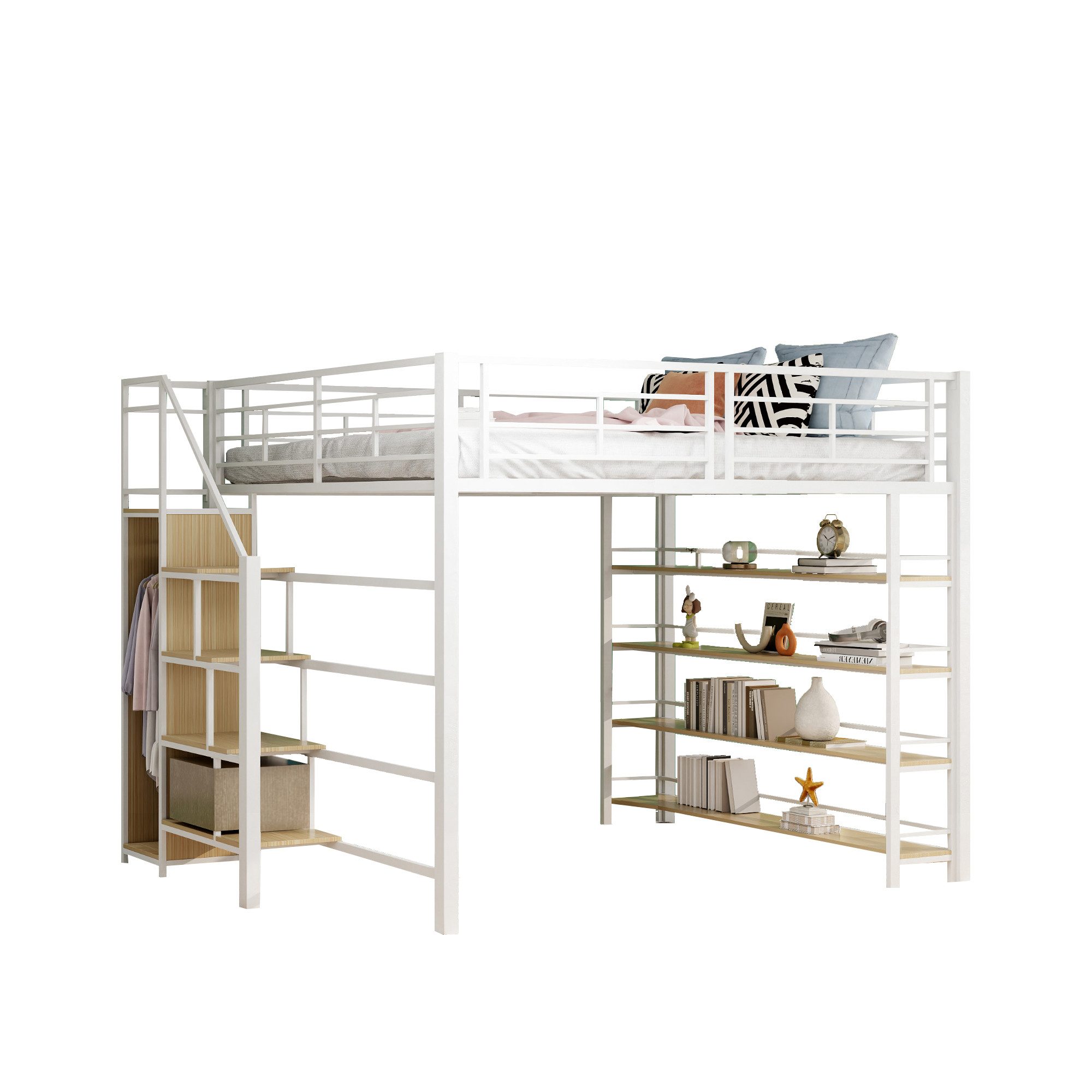 OKWISH Kinderbett Hochbett Metallbett Stauraumbett Gästebett günstig online kaufen