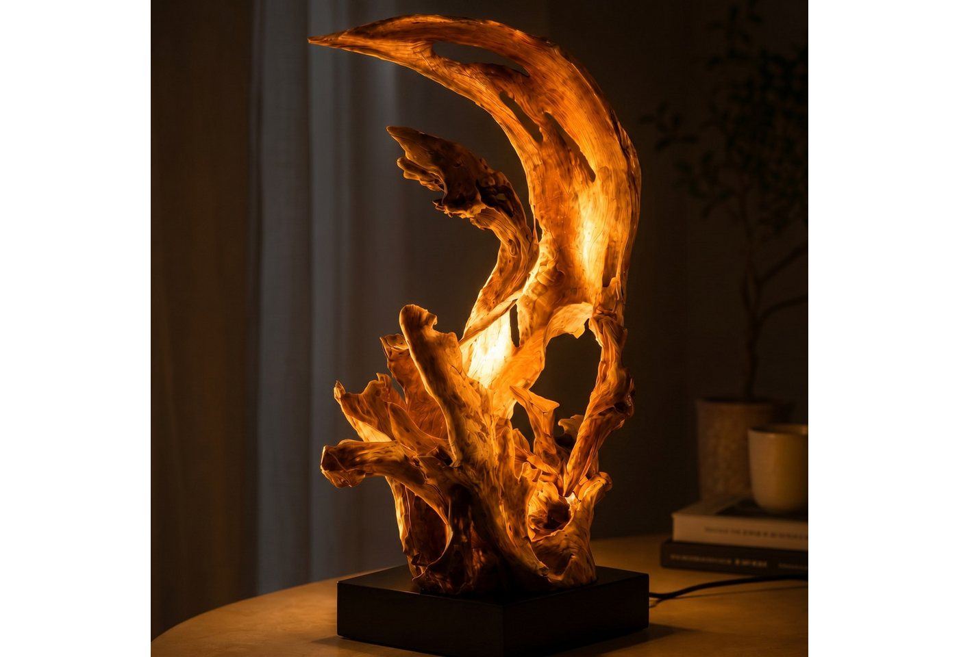 Möbel Bressmer Tisch-Tageslichtlampe KRYTON Tischlampe Holz Treibholz, handgefertigte Tischleuchte, 80 cm, Nicht Inklusiv