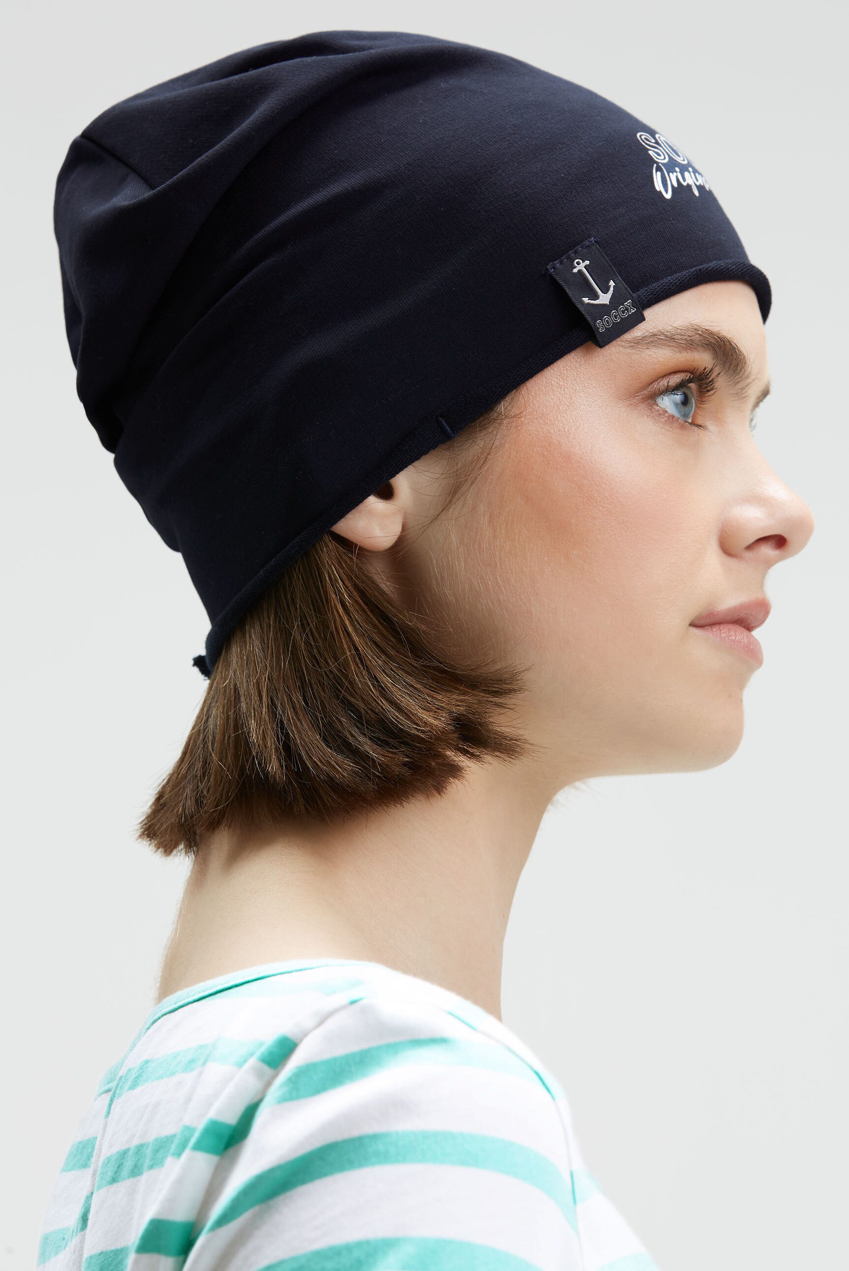SOCCX Beanie mit Rollsaum