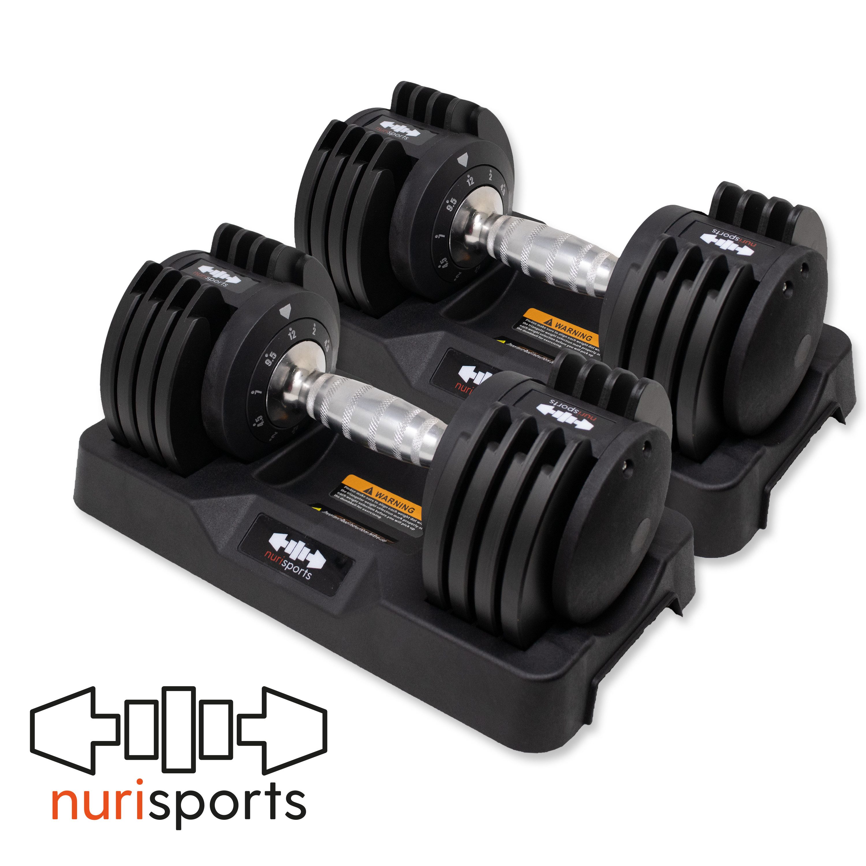 Kurzhantel nurisports Set 2 verstellbare Hanteln 2 kg -12 kg
