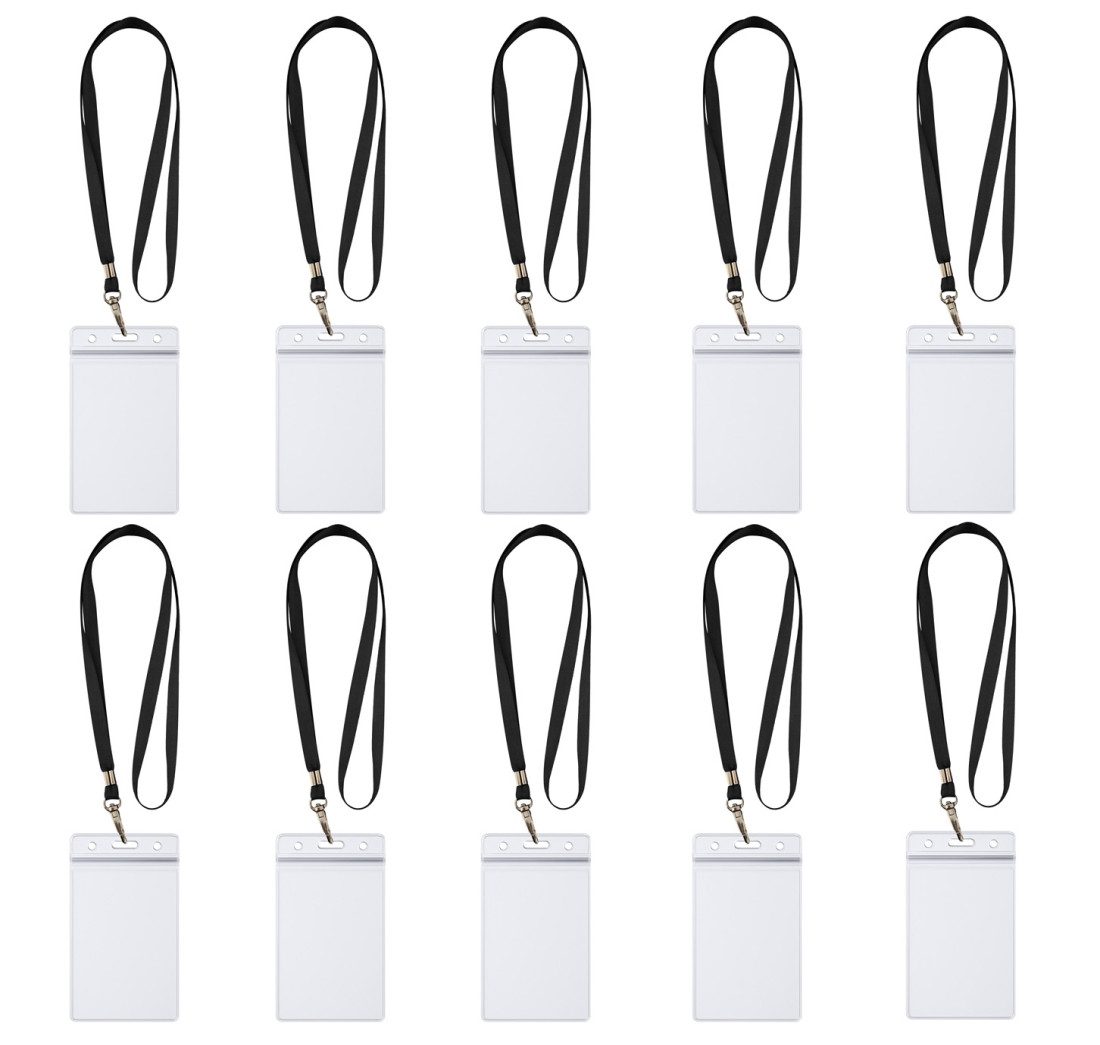WEBBOMB Schlüsselanhänger 10x Ausweishalter ZIP Kartenhalter horizontal /vert +10x Schlüsselband