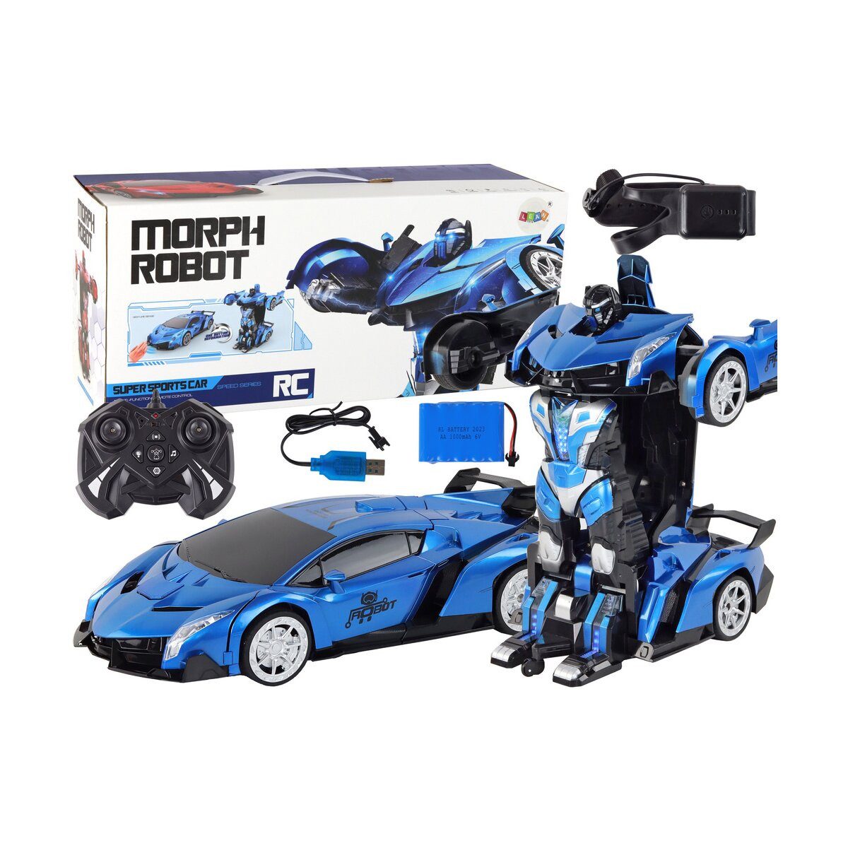 Wisam Spielzeug-Auto Auto-Roboter-Transformation R/C 1:10 Blaue Gestensteuerung
