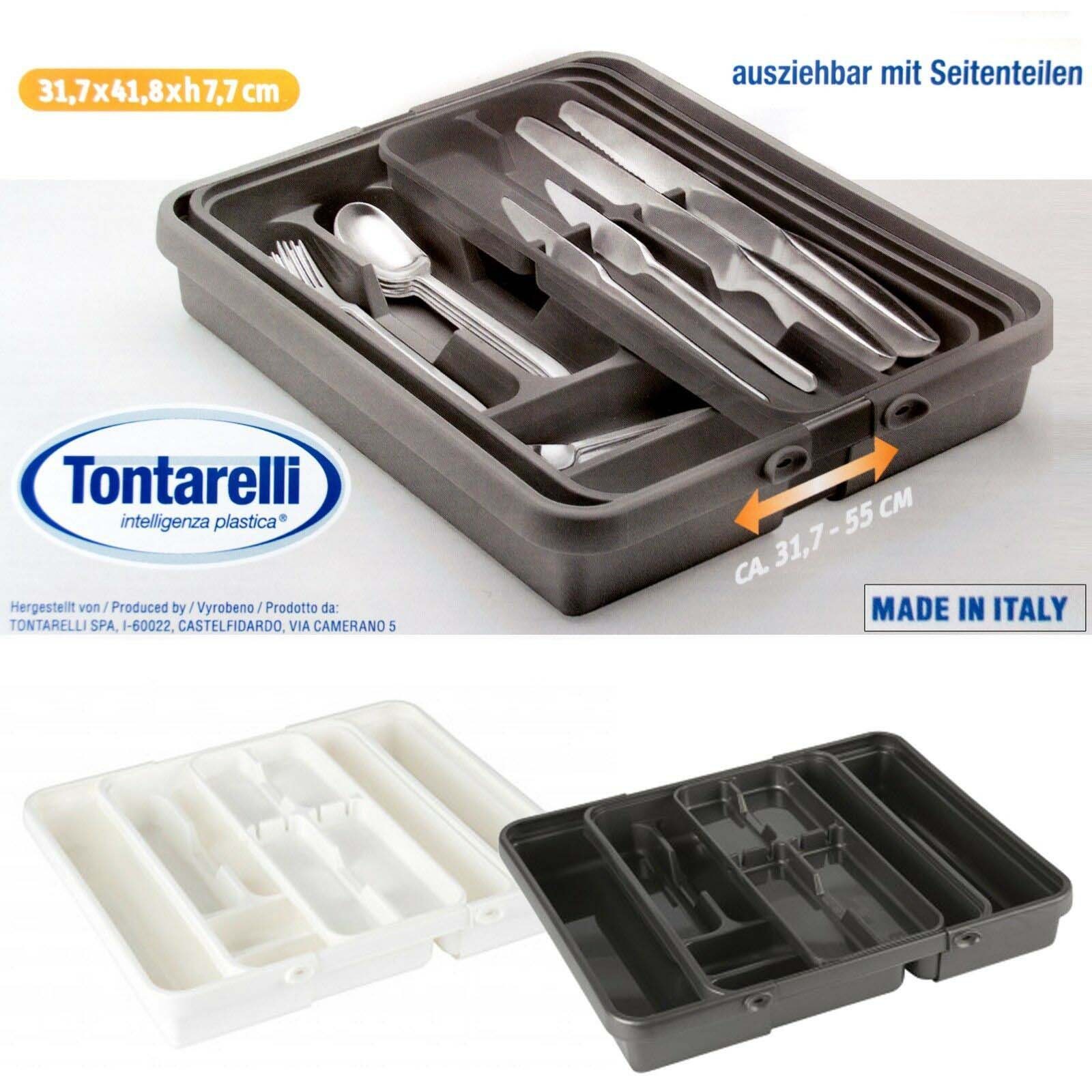 Tontarelli Besteckkasten Besteckkasten Schubladeneinsatz Besteckeinsatz Besteck Organizer (1 St), Ausziehbar, 31,7-55 cm