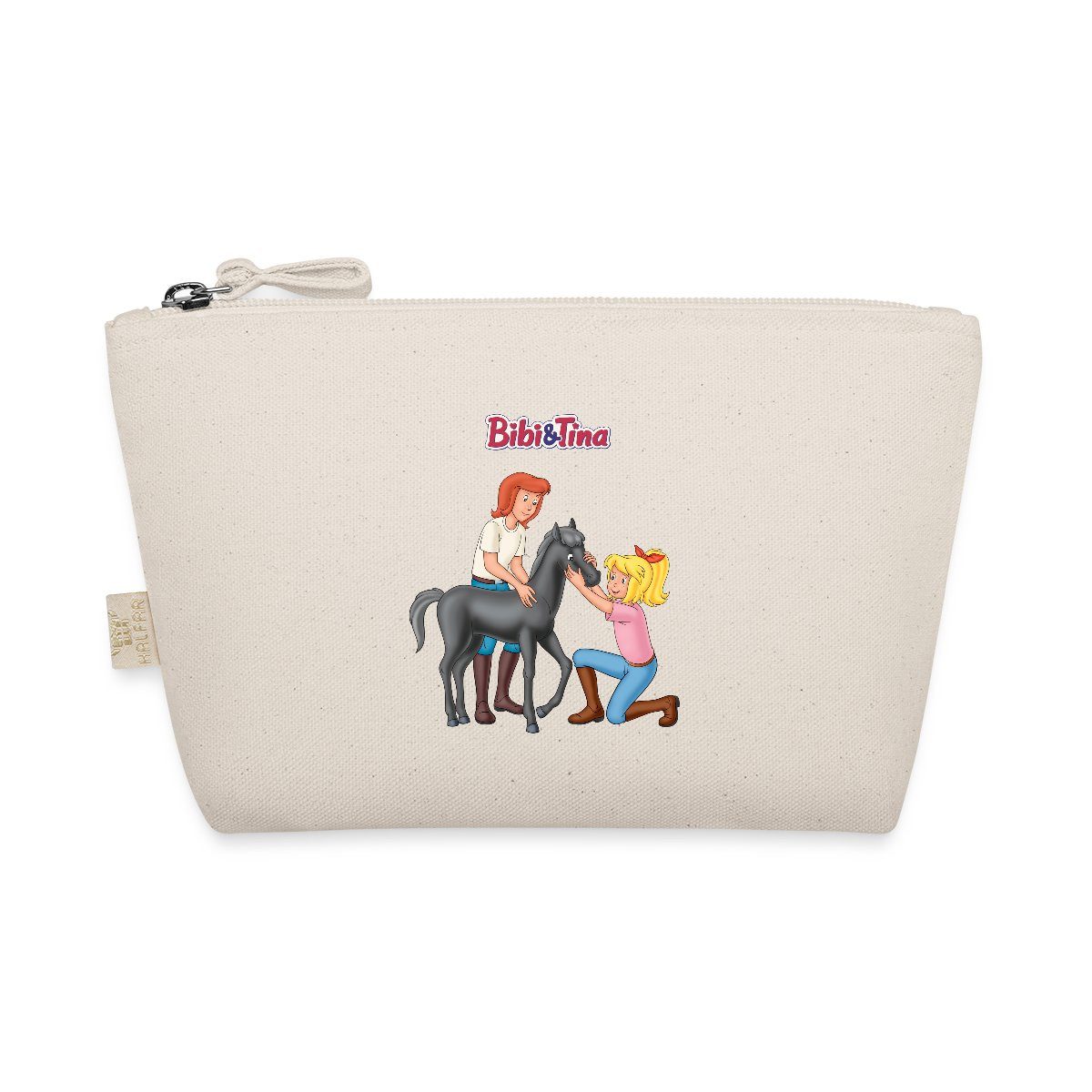 Spreadshirt Kosmetiktasche Bibi Und Tina Kuscheln Mit Süßem Fohlen Felix Täschchen (1-tlg)