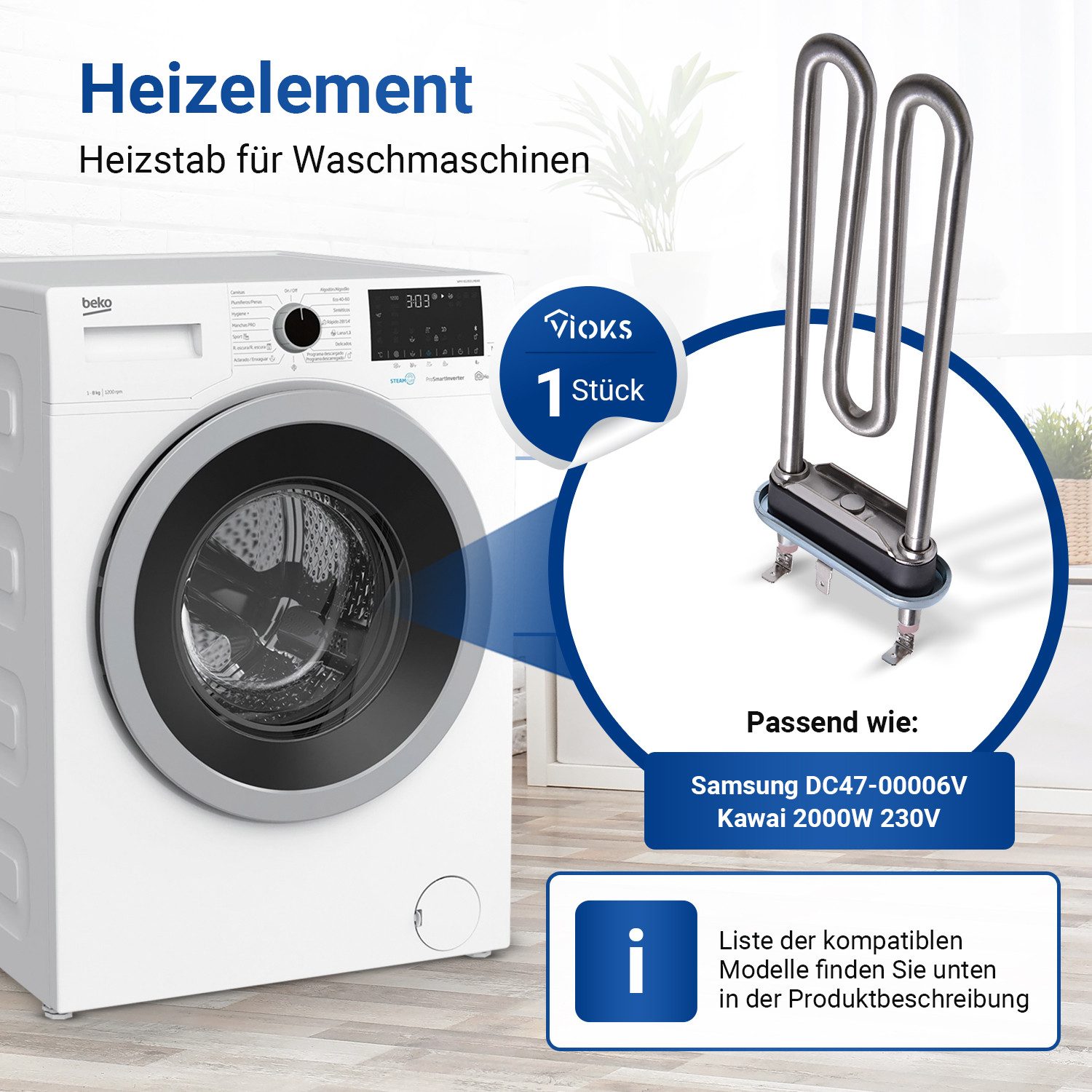 VIOKS Heizkörper Heizelement 2000W Ersatz für günstig online kaufen