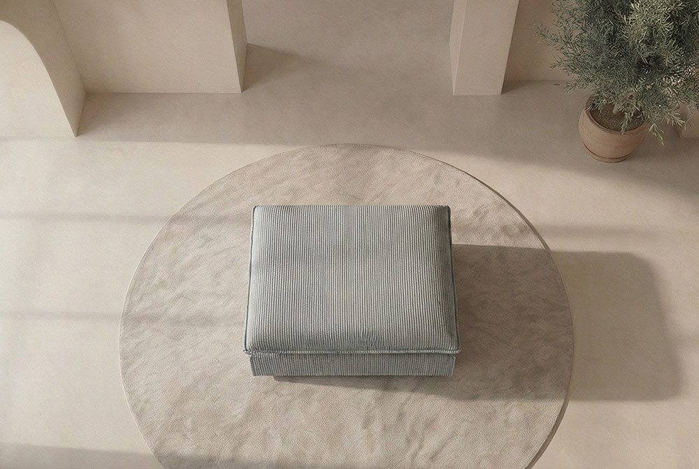 riess-ambiente Fußhocker HEAVEN 100cm hellgrau - Cord, Pappelholz, Federkern, abnehmbarer Bezug (Einzelartikel, 1 St), Sitzhocker im Landhausstil - ideal für Hussensofa und Wohnzimmer