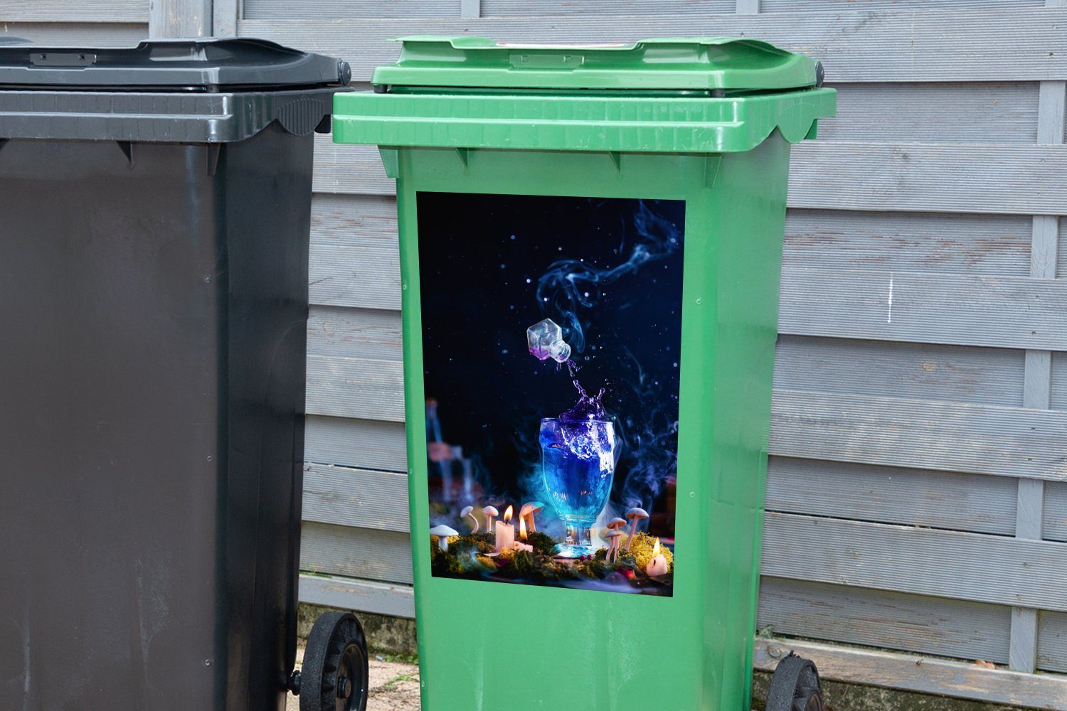 Mülleimer-aufkleber, Container, Flüssigkeit St), Hexerei Wandsticker Mülltonne, (1 mit Abfalbehälter Sticker, lila MuchoWow