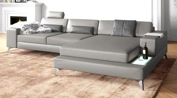 BULLHOFF Wohnlandschaft Wohnlandschaft Leder Ecksofa Designsofa Eckcouch L-Form LED Leder Sofa Couch XL weiss creme taupe »MÜNCHEN III« von BULLHOFF, Made in Europe