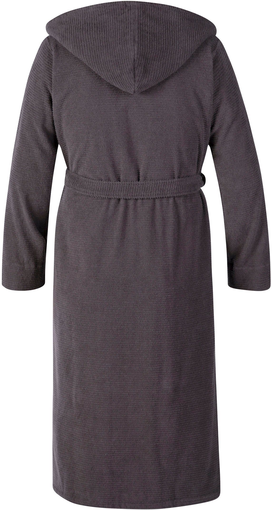 Möve Kimono Gürtel, Wellbeing, Kimono-Kragen, Uni graphit in Baumwoll-Webfrottier, modernem Langform