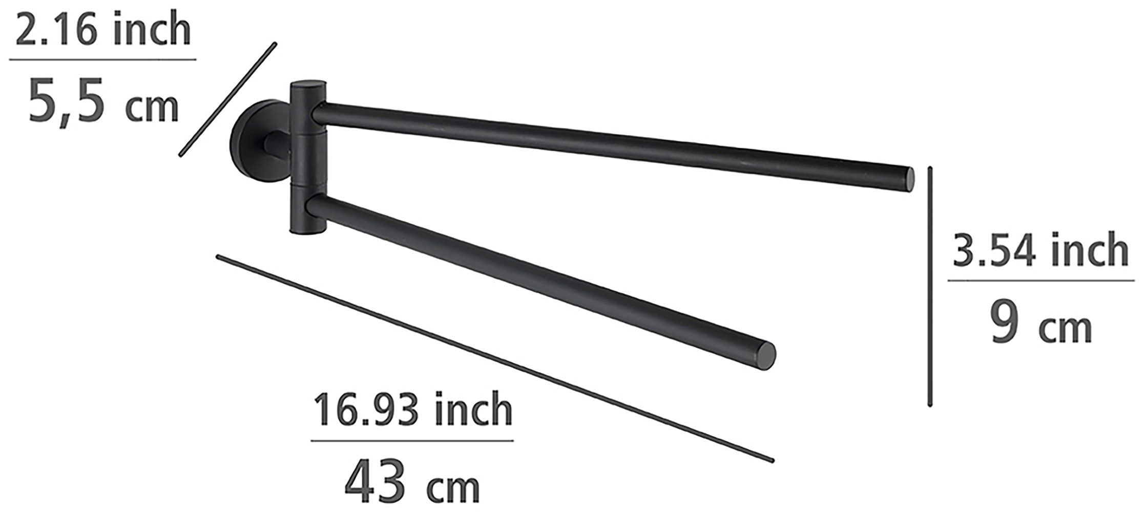 WENKO Handtuchhalter Modell Bosio, 2-armig inkl. Power-Loc® Kleber, aus Edelstahl, Befestigen ohne Bohren