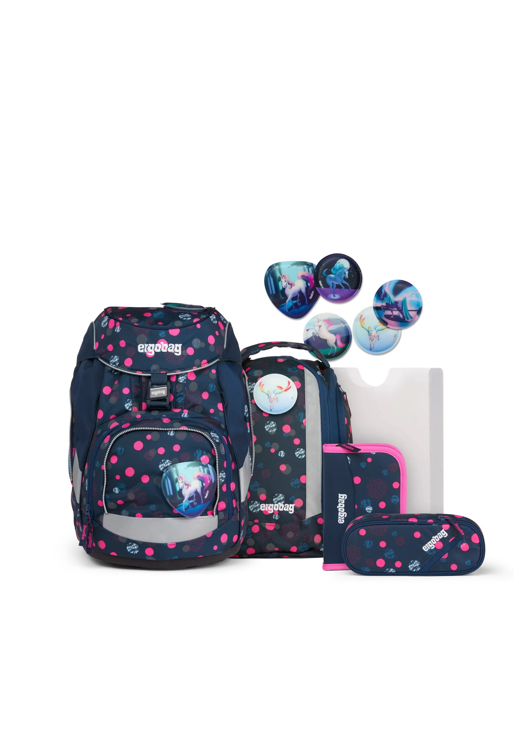 ergobag Ранці pack Set (6-tlg., 6-teiliges Set), verstellbarer Brustgurt