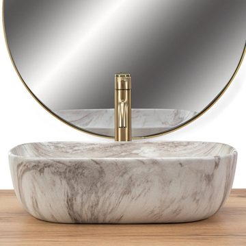 wohnwerk.idee Aufsatzwaschbecken Waschbecken Marmor Naturstein Belinda Ash 46x33 cm