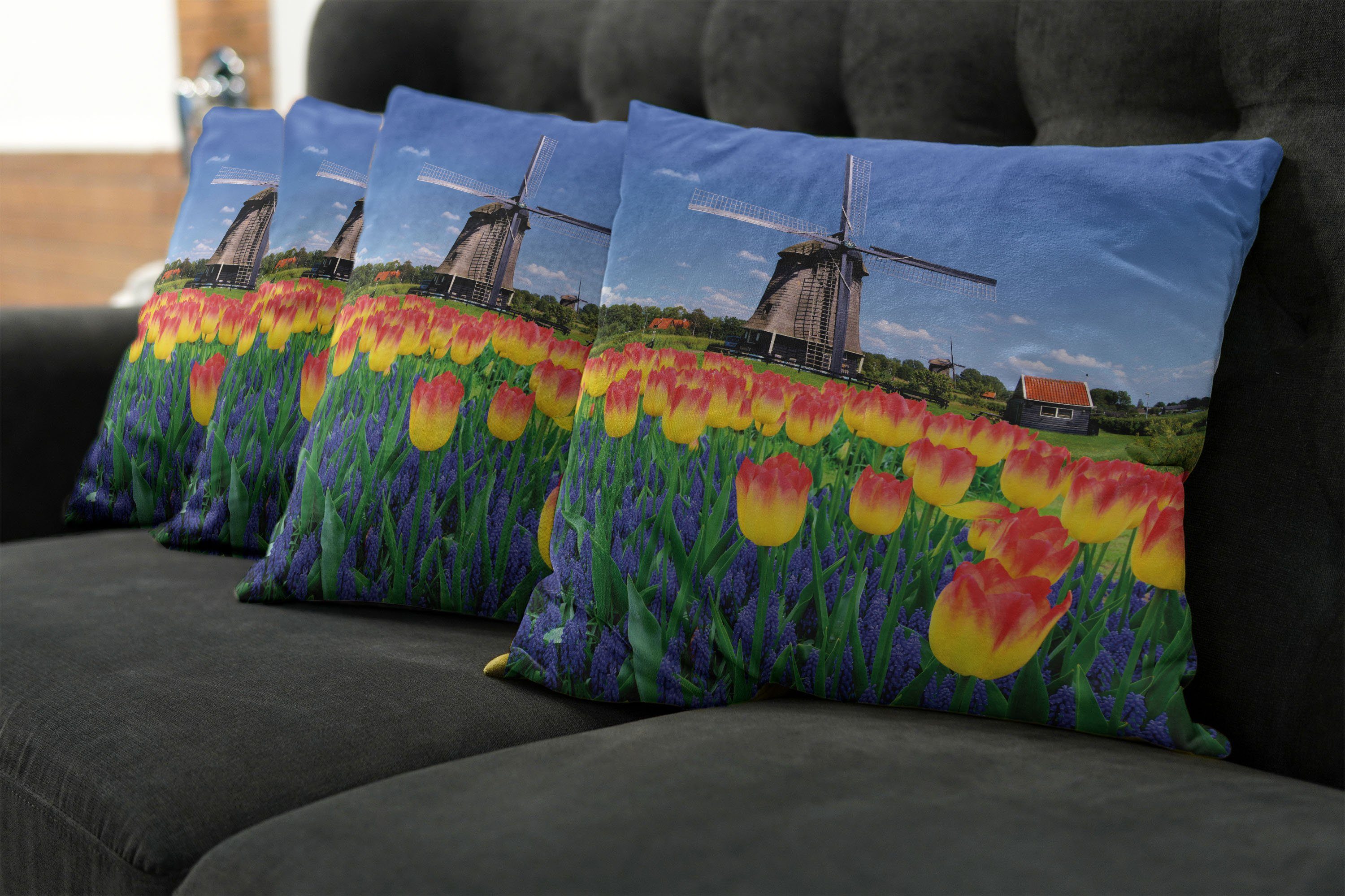 Kissenbezüge Modern Accent Stück), Digitaldruck, Blume Blooming (4 Abakuhaus Windmill Tulip Doppelseitiger