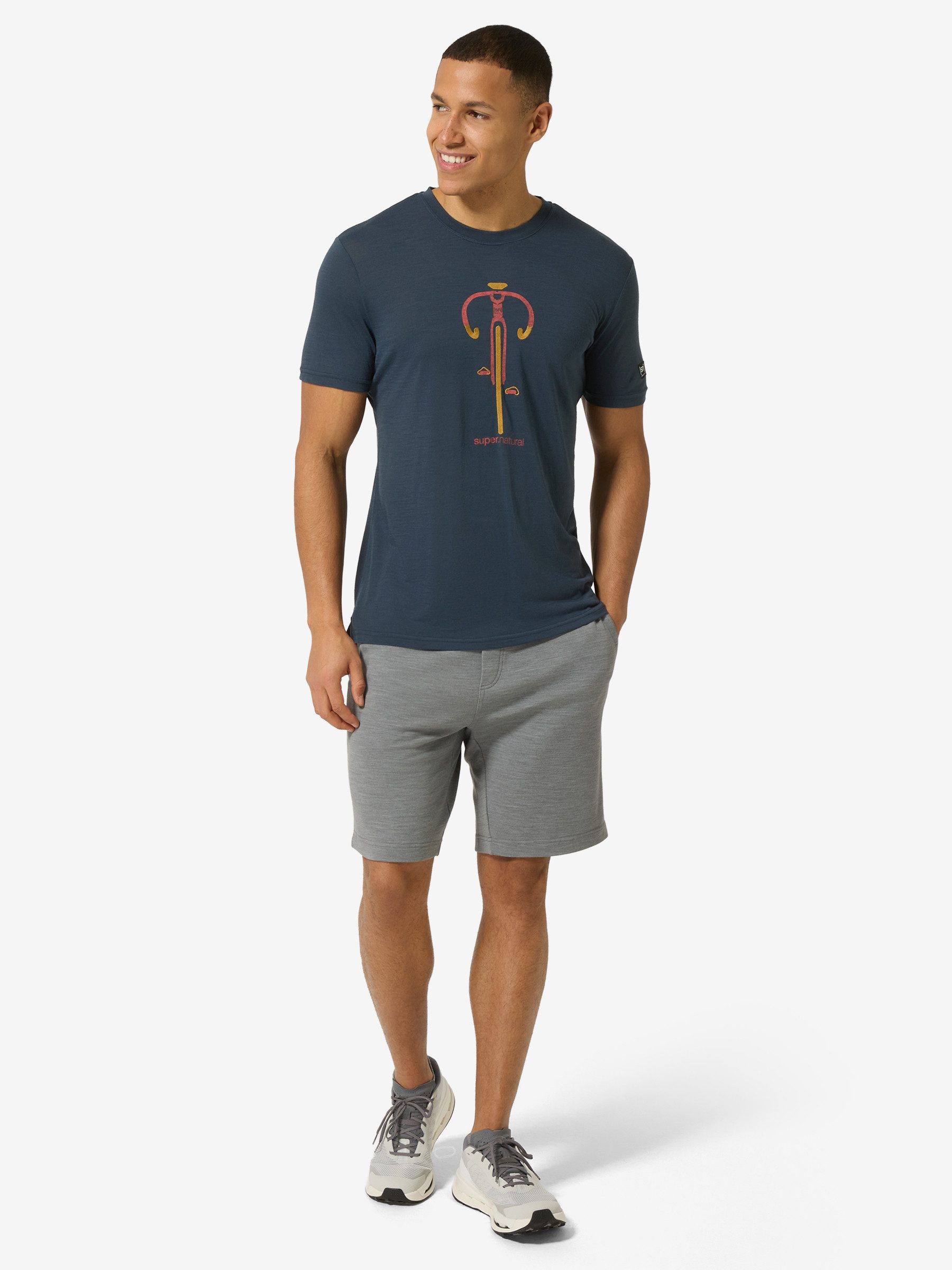 SUPER.NATURAL Print-Shirt für Herren, Merino VINTAGE BIKE TEE Bike Motivation Motiv, atmungsaktiv