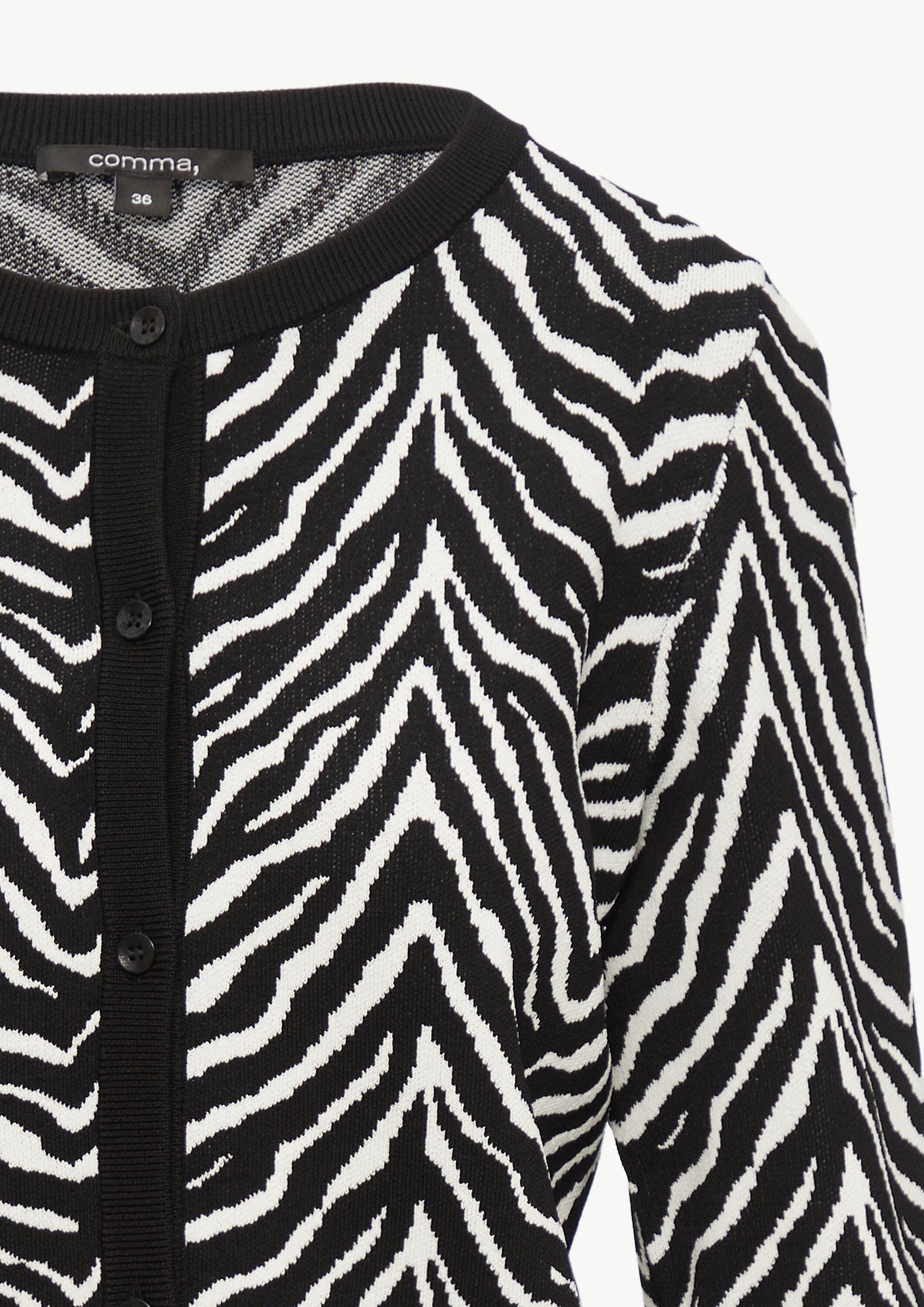 comma Cardigan Strickjacke Kurze Strickjacke mit Animal-Muster