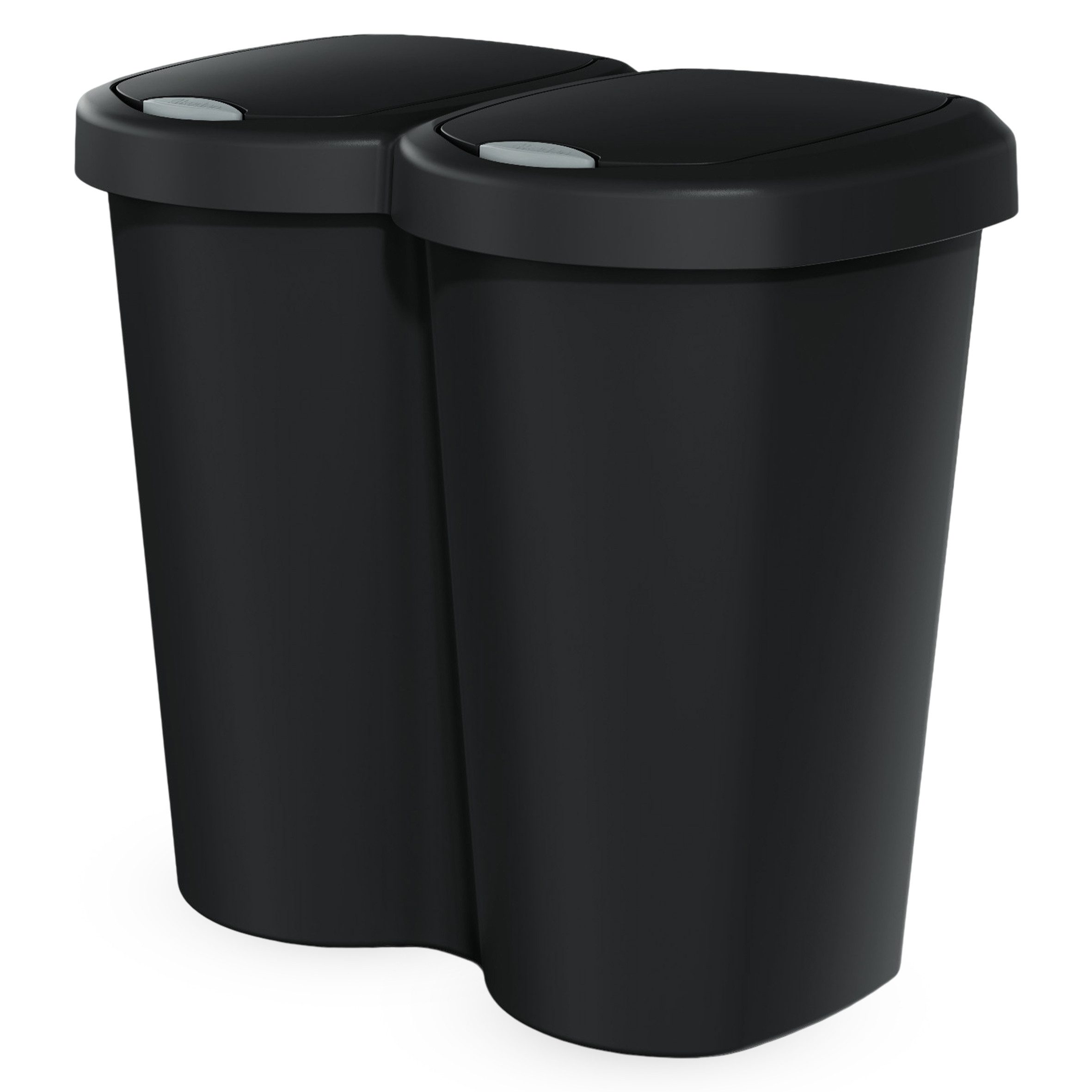 Spetebo Mülleimer Duo 40 Liter schwarz mit Push Deckel, 100% wieder recycelbar