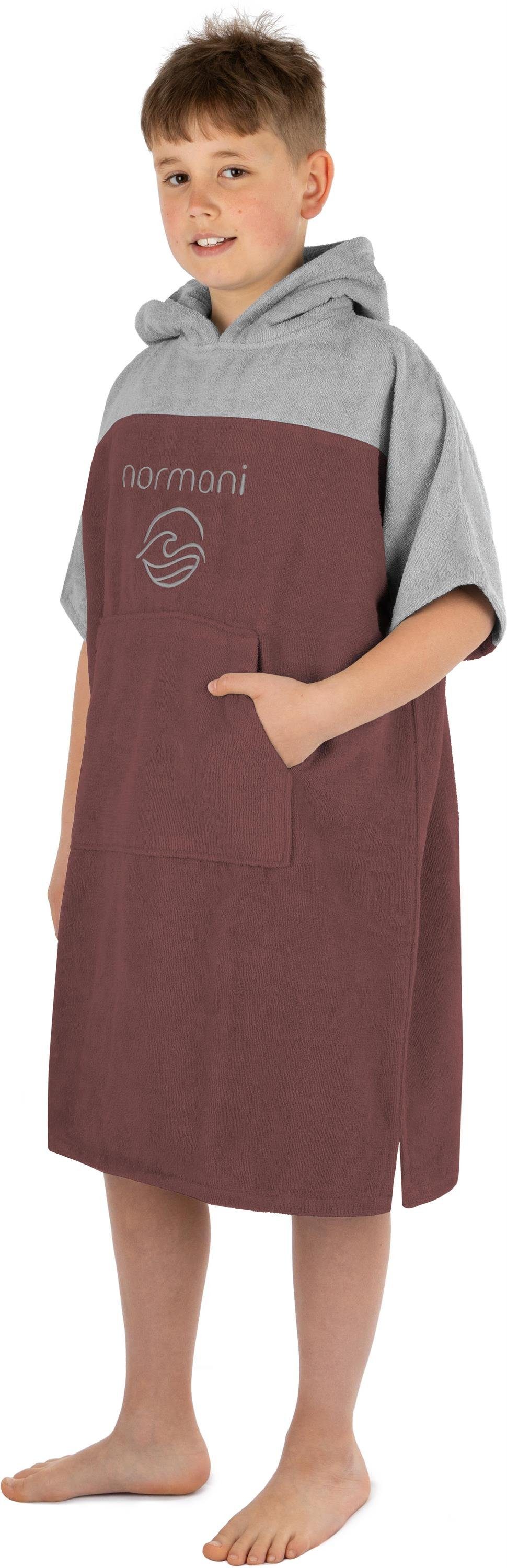 normani Badeponcho Kinder Badeponcho -Puwai- (10-13 Jahre), Bio-Baumwolle, Kapuze, Schlupf, Badeponcho aus 100 % Bio-Baumwolle