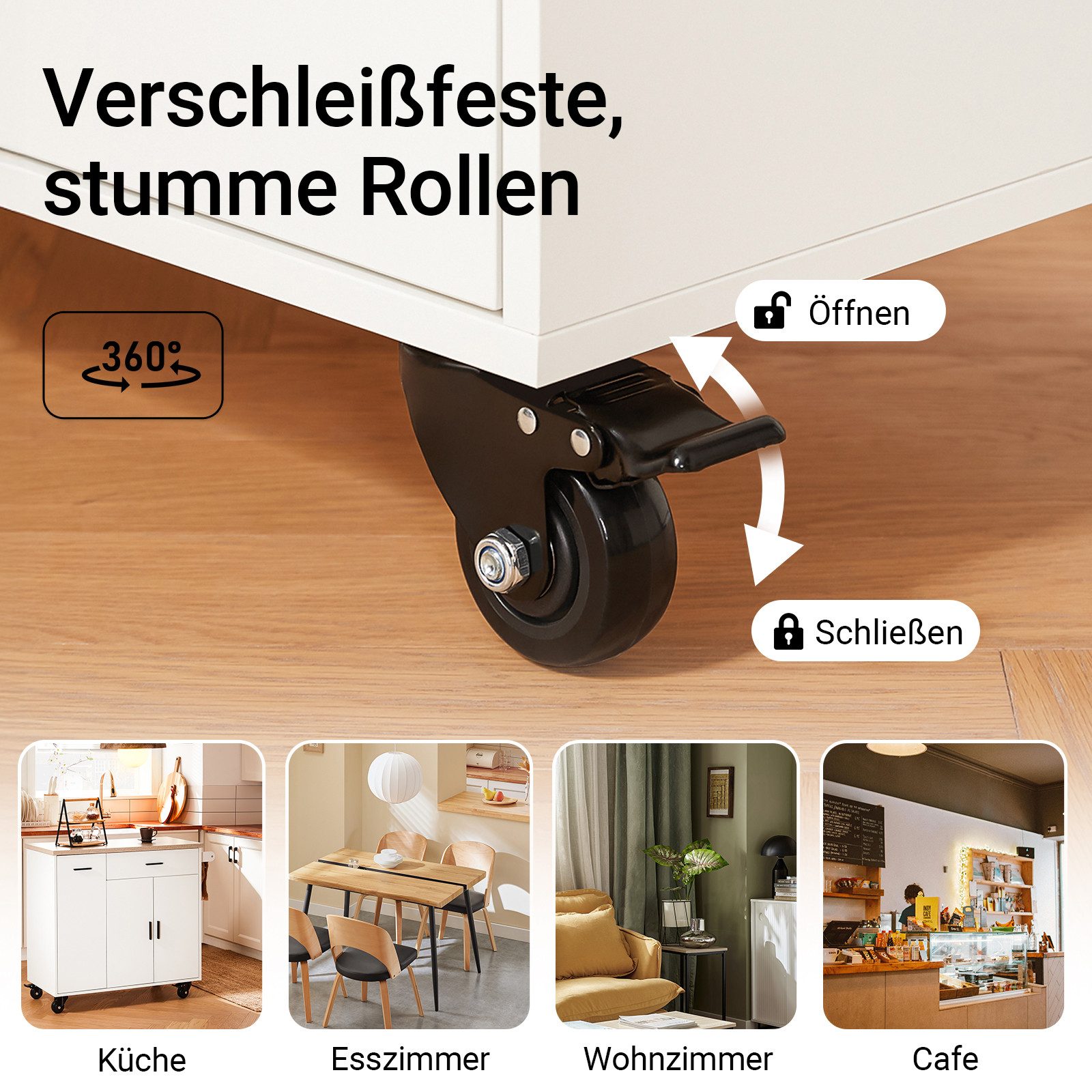SoBuy Küchenwagen FKW126, Sideboard auf Rollen Küchentrolley Küche Wohnzimmer Esszimmer, Rollwagen Kücheninsel Servierwagen Küchenschrank, Küche Esszimmer – Bild 5 von 5