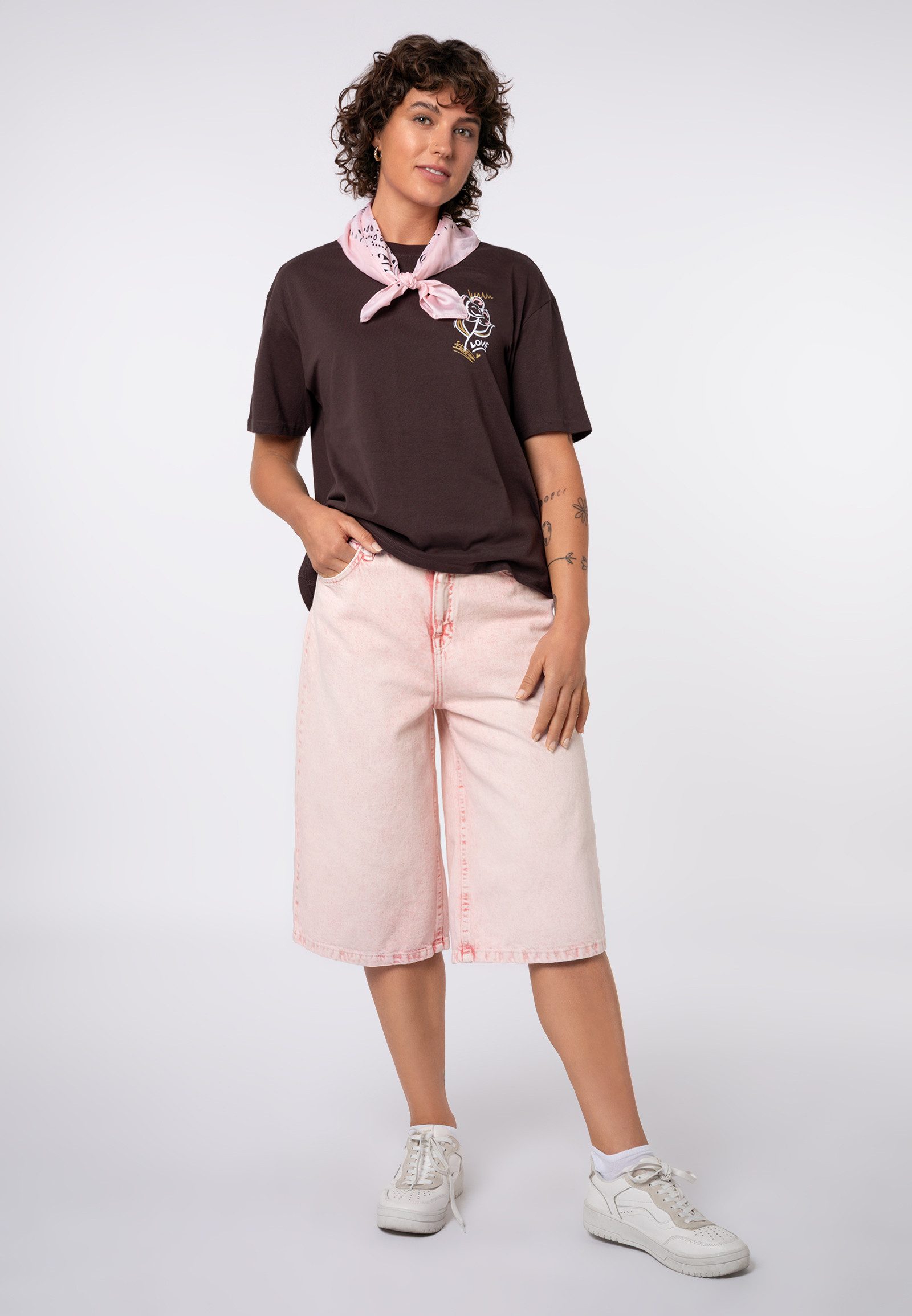 SUBLEVEL Jeansbermudas Damen Wide Leg Denim Bermuda Kurze Jeanshose, Wide Leg, High Waist