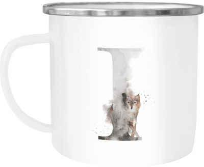 Autiga Tasse Emaille Tasse Becher Buchstaben-Tasse "I" Alphabet Monogram Zeichen Tasse mit Buchstabe Autiga®, emailliert und mit Aufdruck