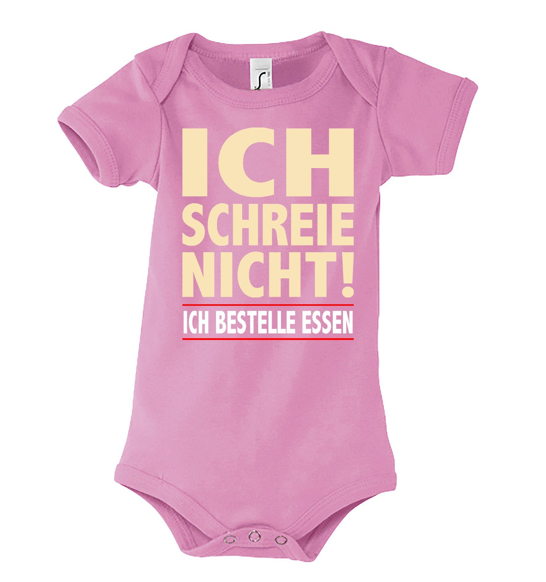 Youth Designz Kurzarmbody ICH SCHREIE NICHT Baby Body Kurzarm Strampler mit lustigem Spruch Print Rosa