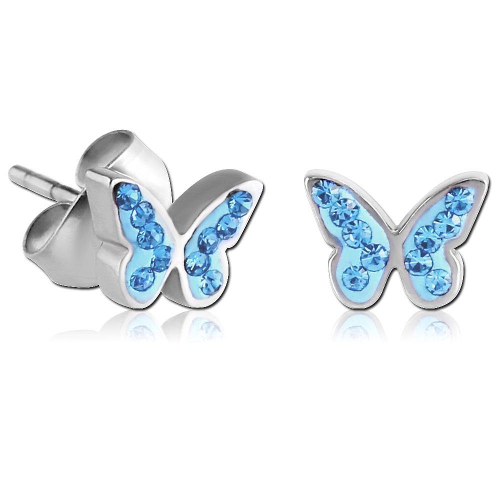 viva-adorno Paar Ohrstecker Schmetterling Zirkonia Edelstahl Damen Mädchen  Ohrringe Strass, Kristall Schmetterlinge