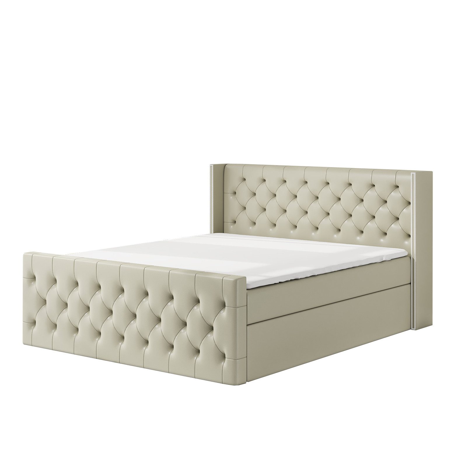 Boxspringbett LUNA mit 2 Bettkästen, Bonell-Matratze und Topper.