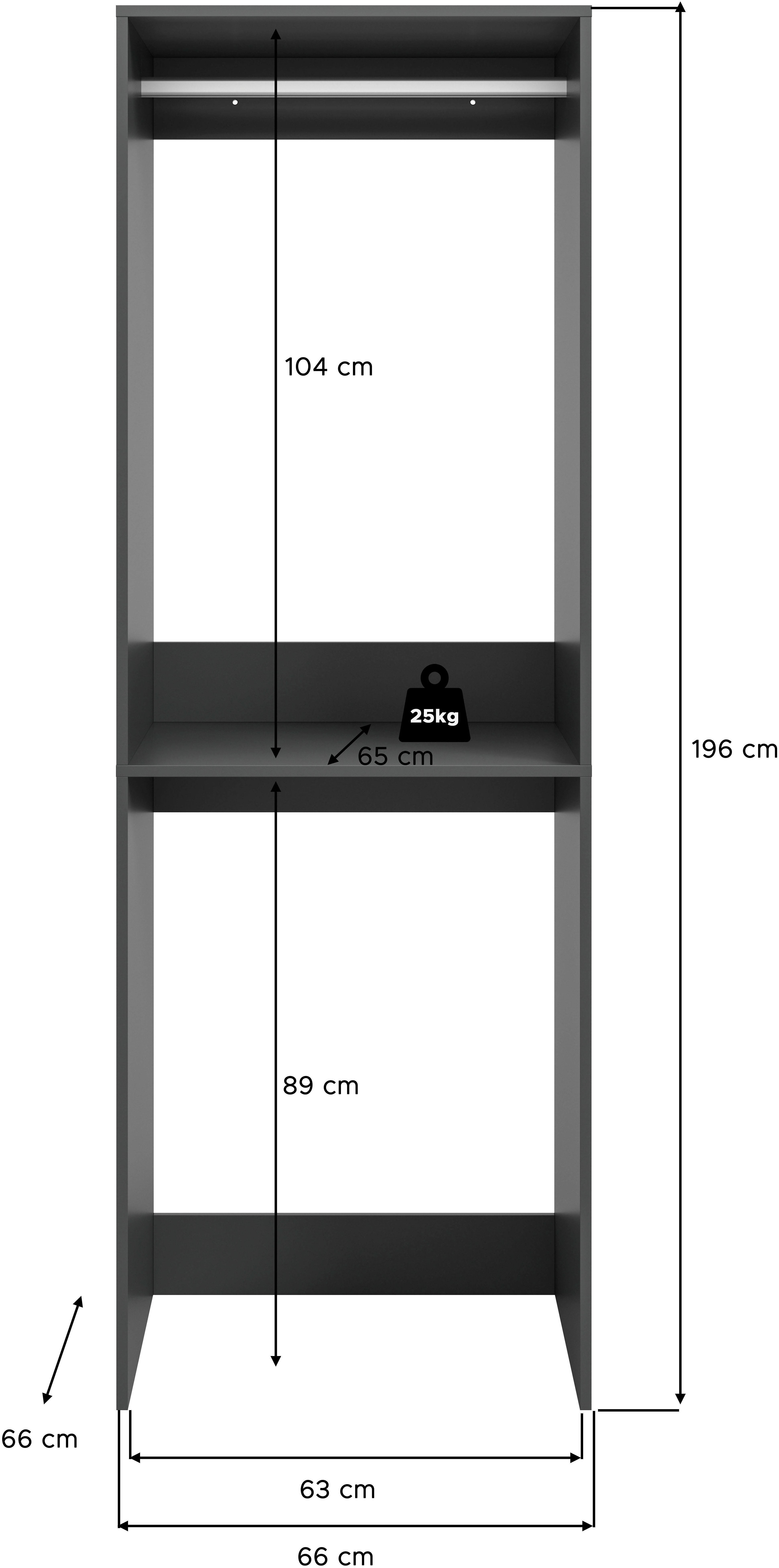welltime Waschmaschinenumbauschrank FALAS, Höhe 195 cm, 1 Ablageboden, 1 Kleiderstange (1-St., in verschiedenen Farben erhältlich, für Waschmaschine & Trockner) – Bild 5 von 5
