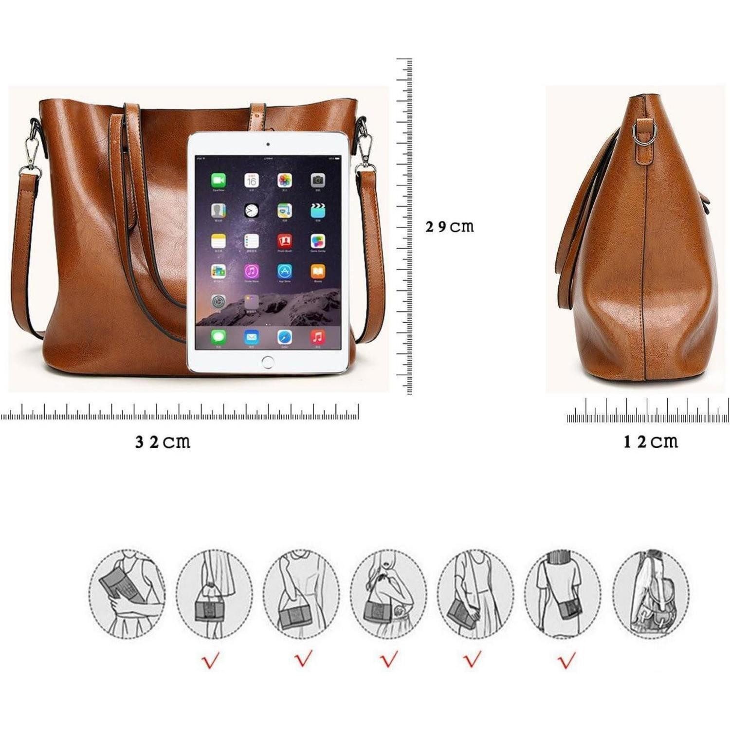 LuxusKollektion Shopper Damen Tote Shopper Schultertasche PU-Leder Schwarz