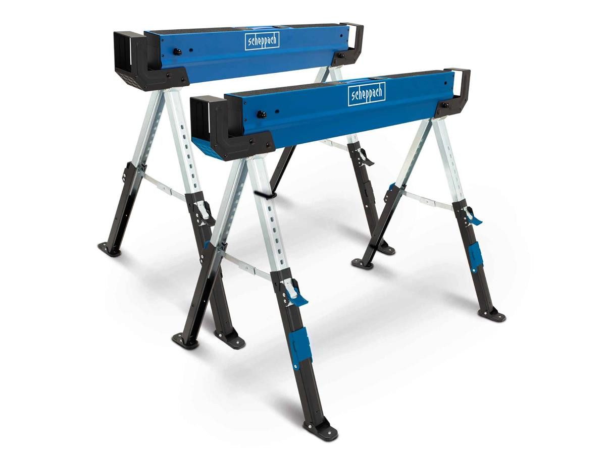 Scheppach Sägebock MWB600, 1200 kg max. Belastbarkeit, (Set, 2-St), Arbeitshöhe von 61,8 cm bis 82 cm anpassbar