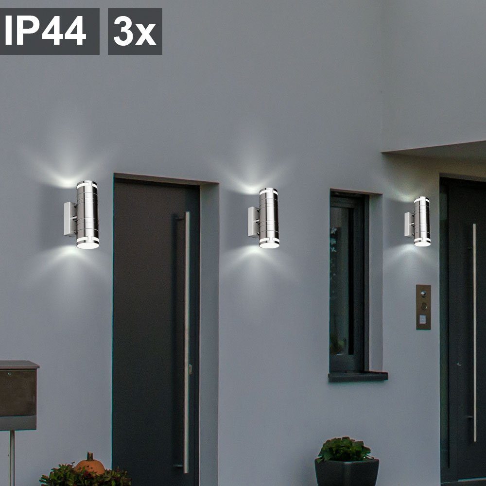 etc-shop Außen-Wandleuchte, 3er Set Up Down Wand Strahler Terrassen Garten  Außen Spot Lampen Edelstahl Leuchten IP44 Beleuchtung online kaufen | OTTO